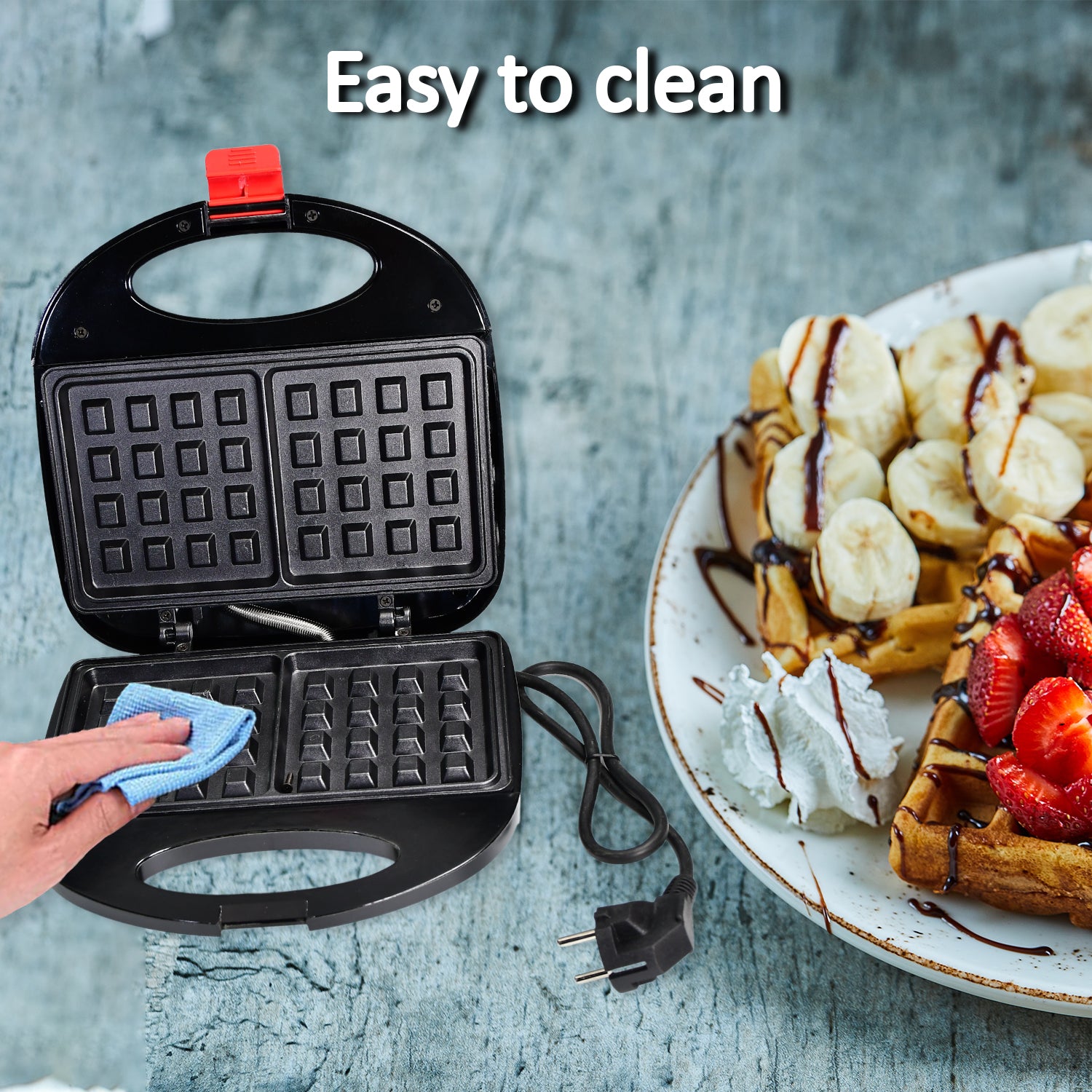 2817 Waffle Maker Makes 2 Square Shape Waffles Non-stick Plates Easy To Use With Indicator Lights