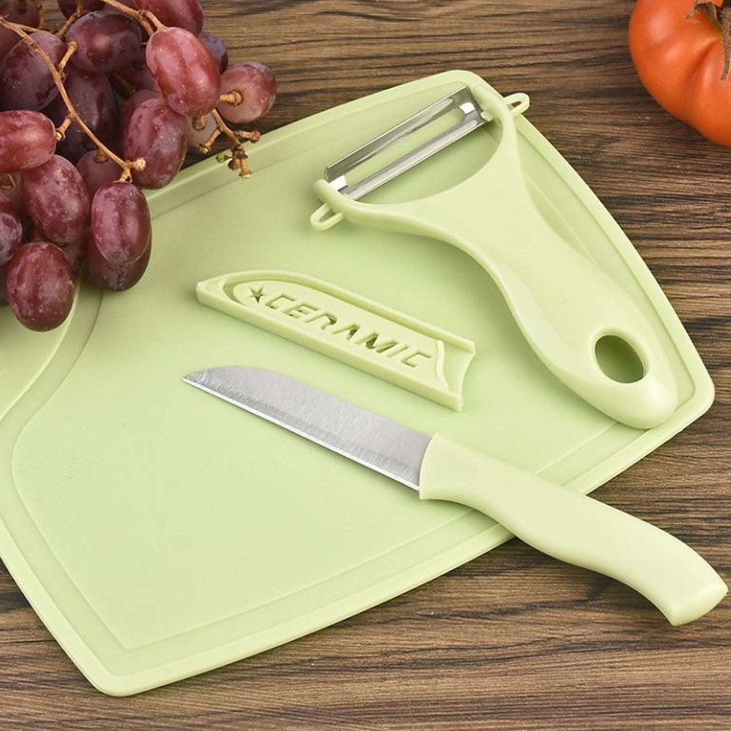 5207 Plastic Kitchen Peeler - Green  Classic Stainless Steel 3-piece Knife Set Combo