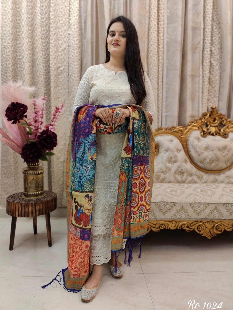 Perfect Combination Cotton Kurta Pant Set & Beautiful Art Silk Duppta