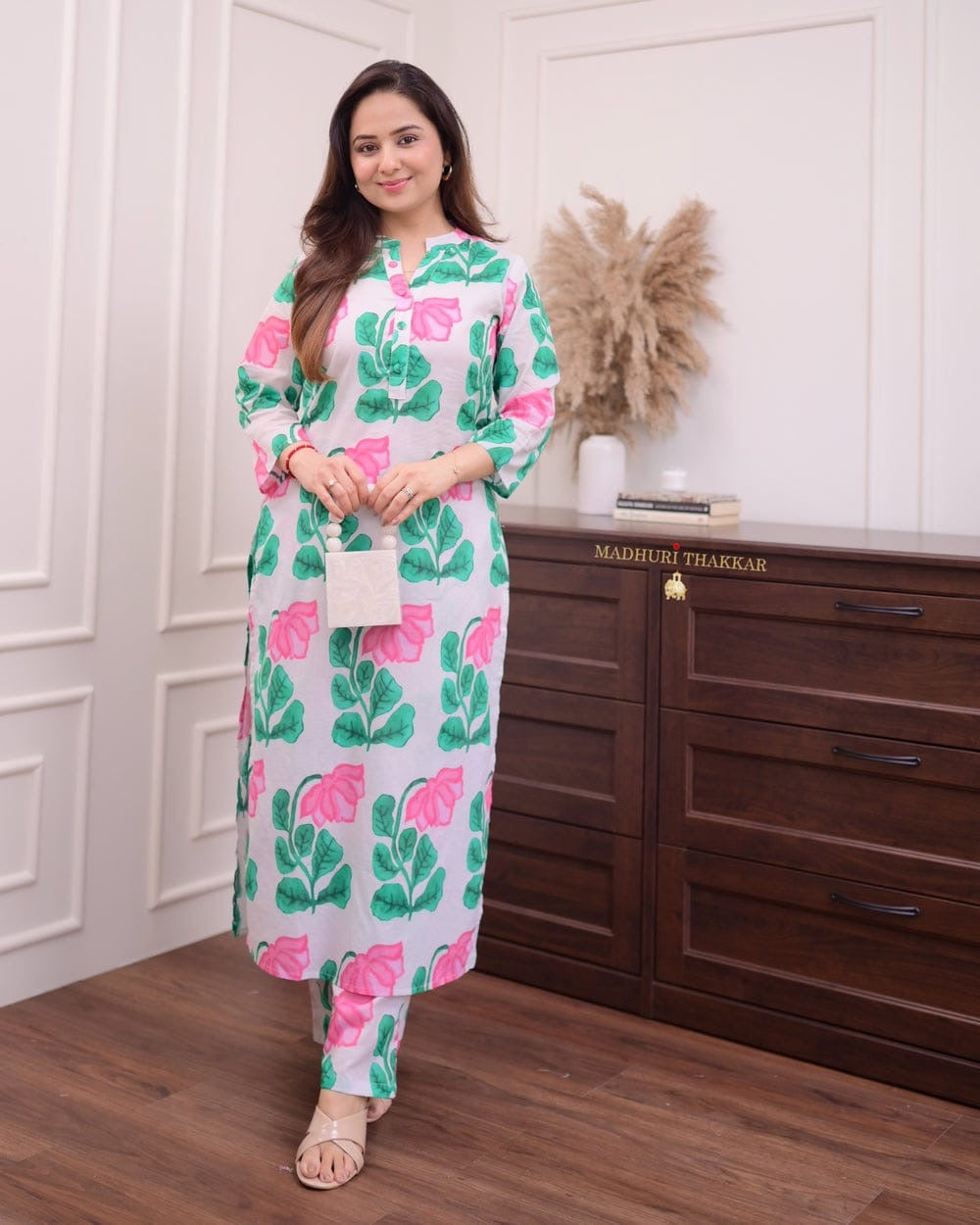 Procoin Printed Ivory Green Set