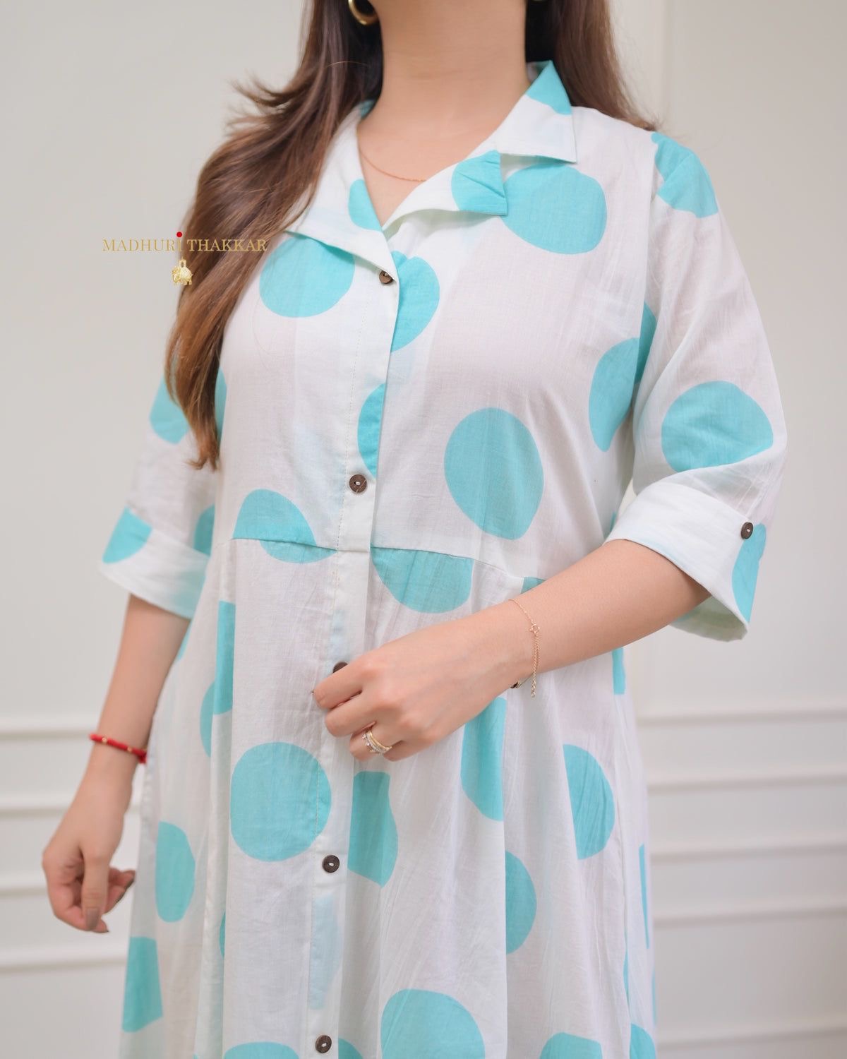 POLKA DOTS COTTON A LINE DRESS