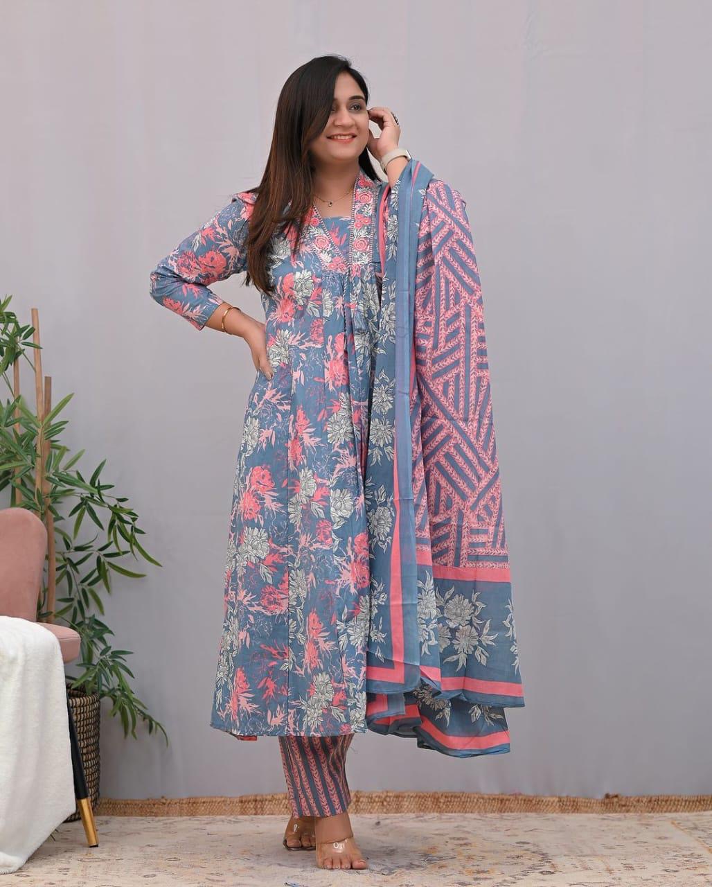 Vibrant Floral Print Kurta Pant