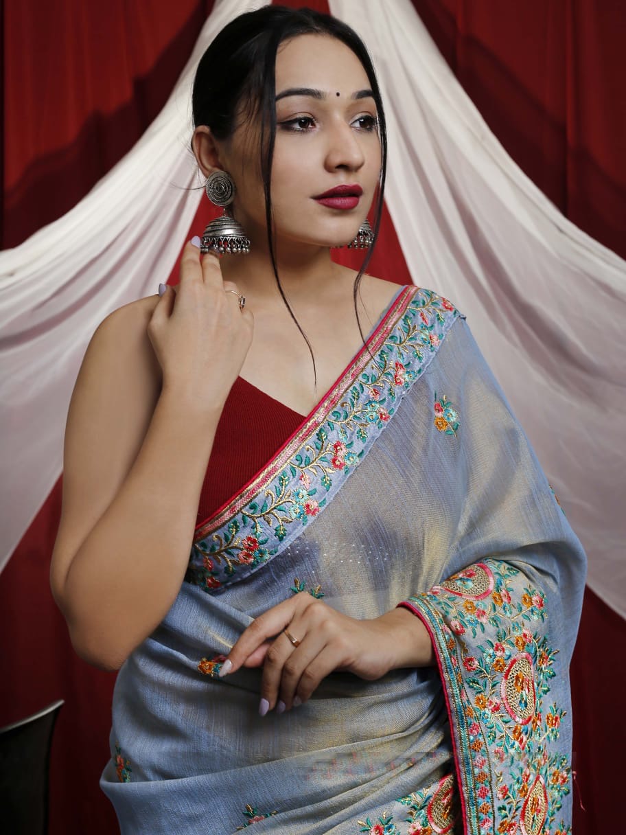 TUSSAR SILK SAREE ALL OVER KASHMIRI WORK