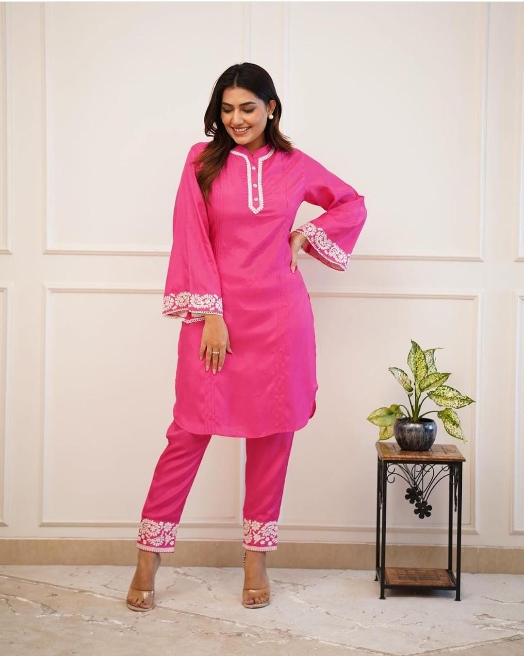 Presenting Reyon Co-ord Set With Printex Work & Embroidery