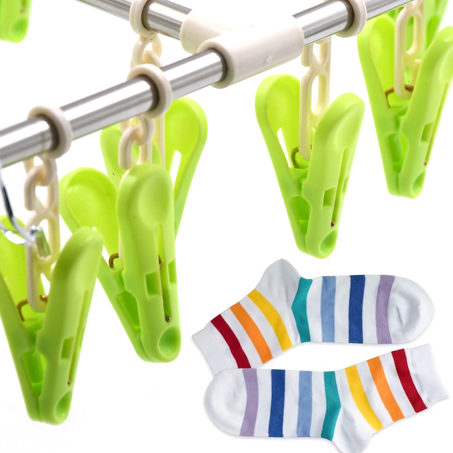 1567  Strong Clothespin Rack Laundry Drying Rack Clothes Hangers With 15 Clips Clip Hanger Drip Hanger For Drying Underwear Baby Clothes Socks Bras Towel Cloth Diapers Glove High Quality Material