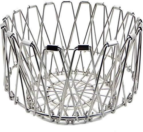 3040 Multipurpose Fruit Basket Stainless Steel Wire Bowl Foldable Basket For Vegetable Fruits Dining