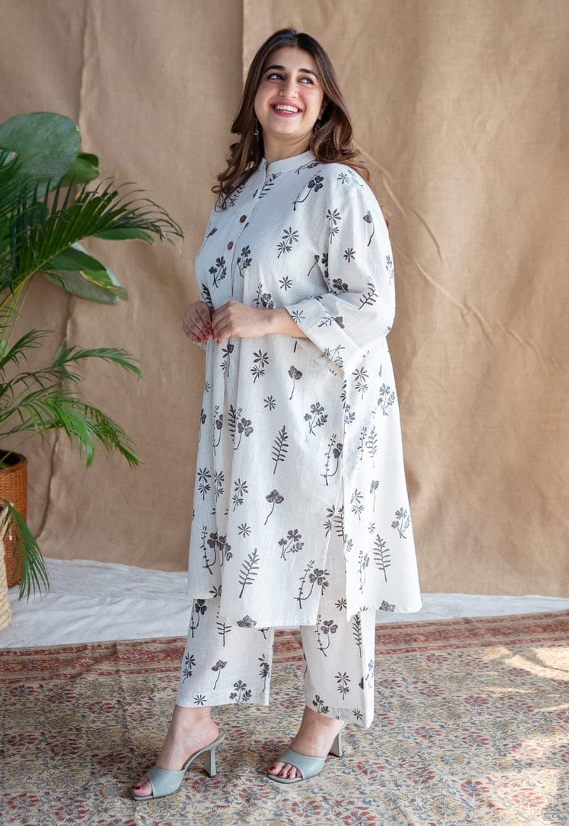 Pure Cotton kurti with leaf print with Plazzo