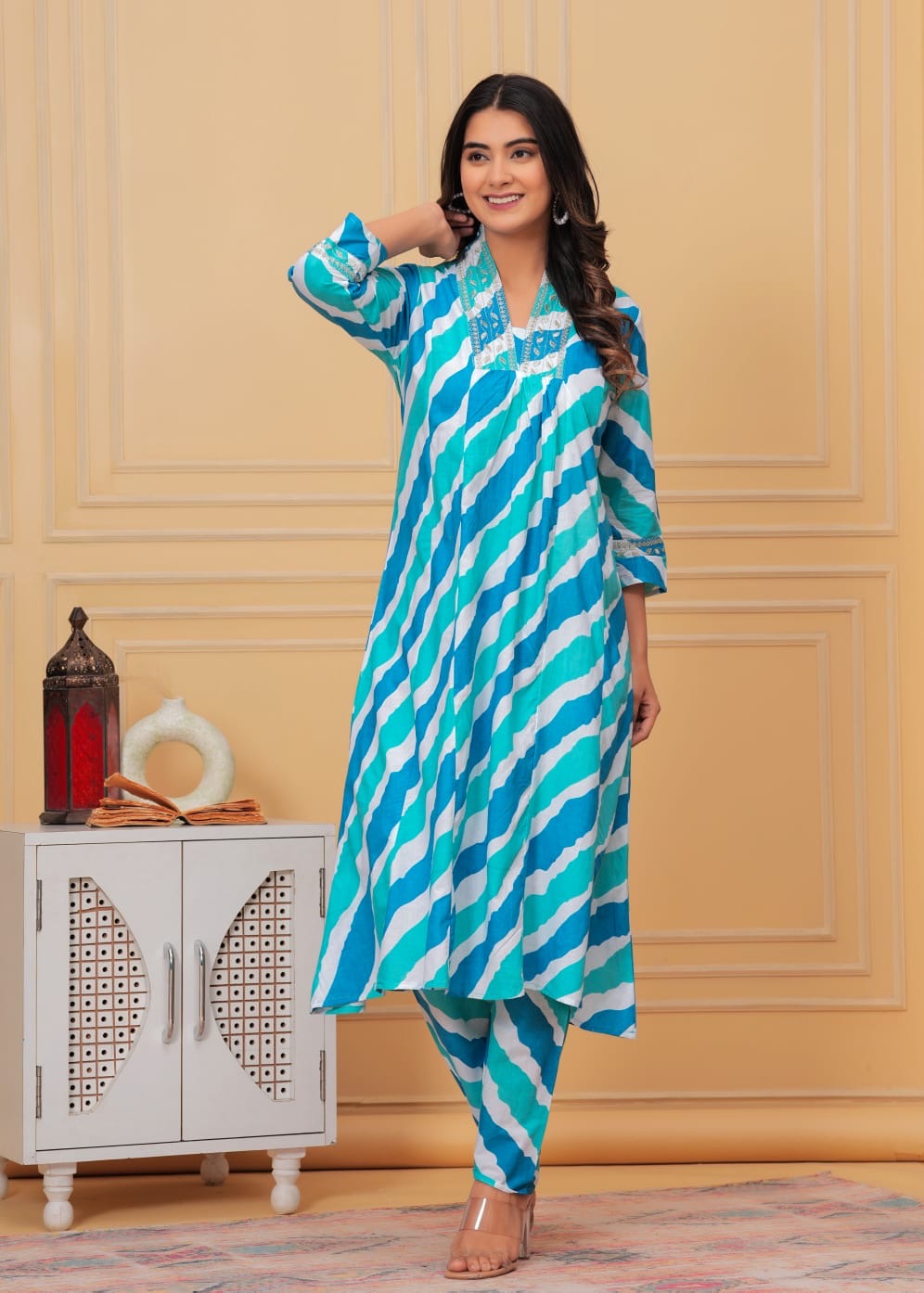 Long Aliya Cut Type Aline Kurta Pant