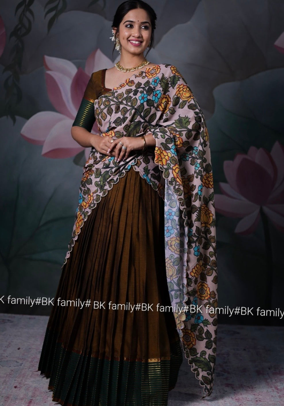 Handloom Halfsaree with Kalamkari Dhavani