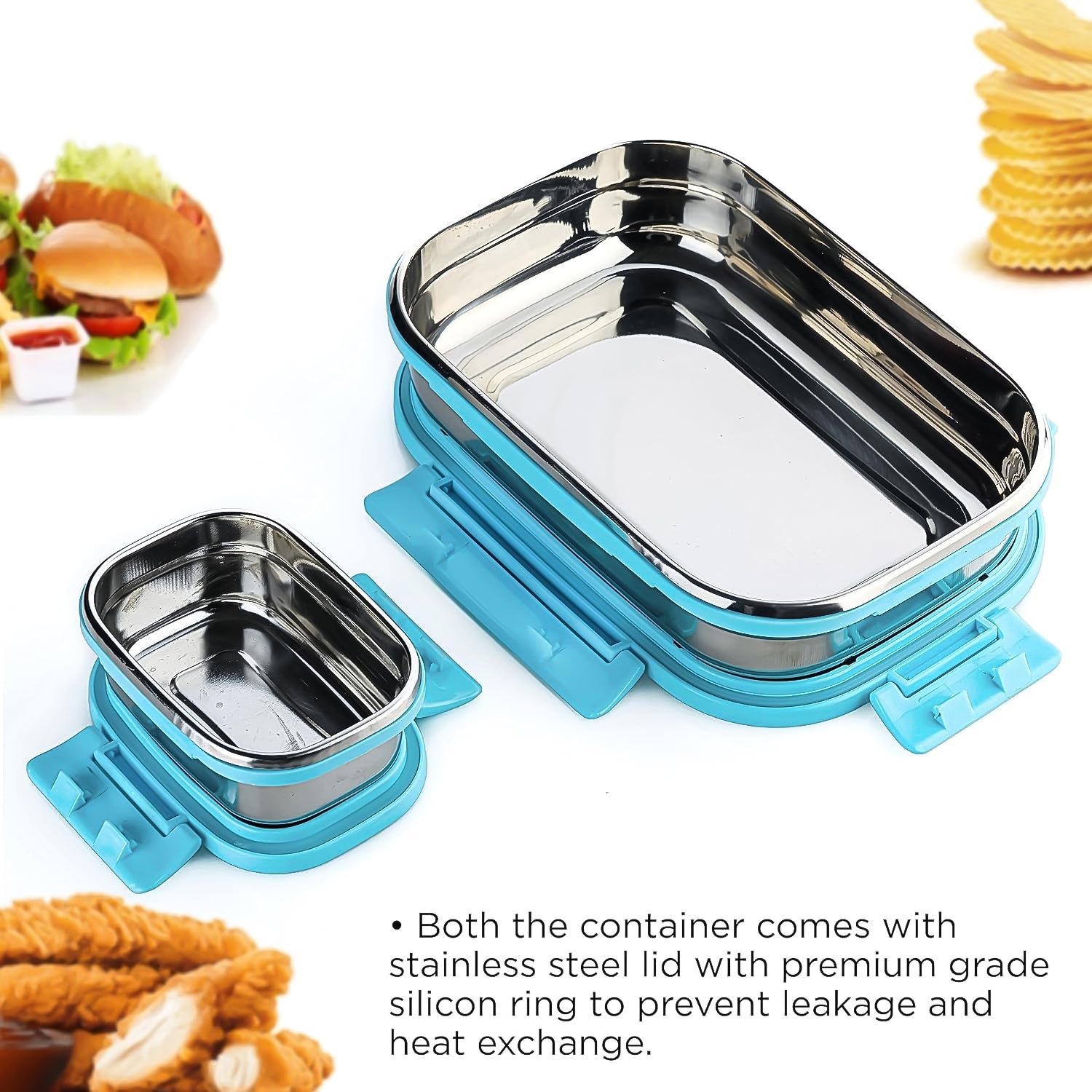 Premium Stainless Steel Lunch Box For Kid 2 Containers Lunch Box Perfect Size Meal Lunch Box Set For Office School And Travelling Tiffin Box (1000 Ml+ 200 Ml Approx)