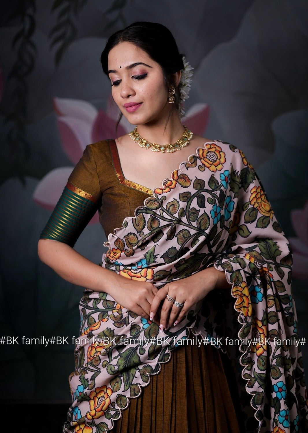 Handloom Halfsaree with Kalamkari Dhavani