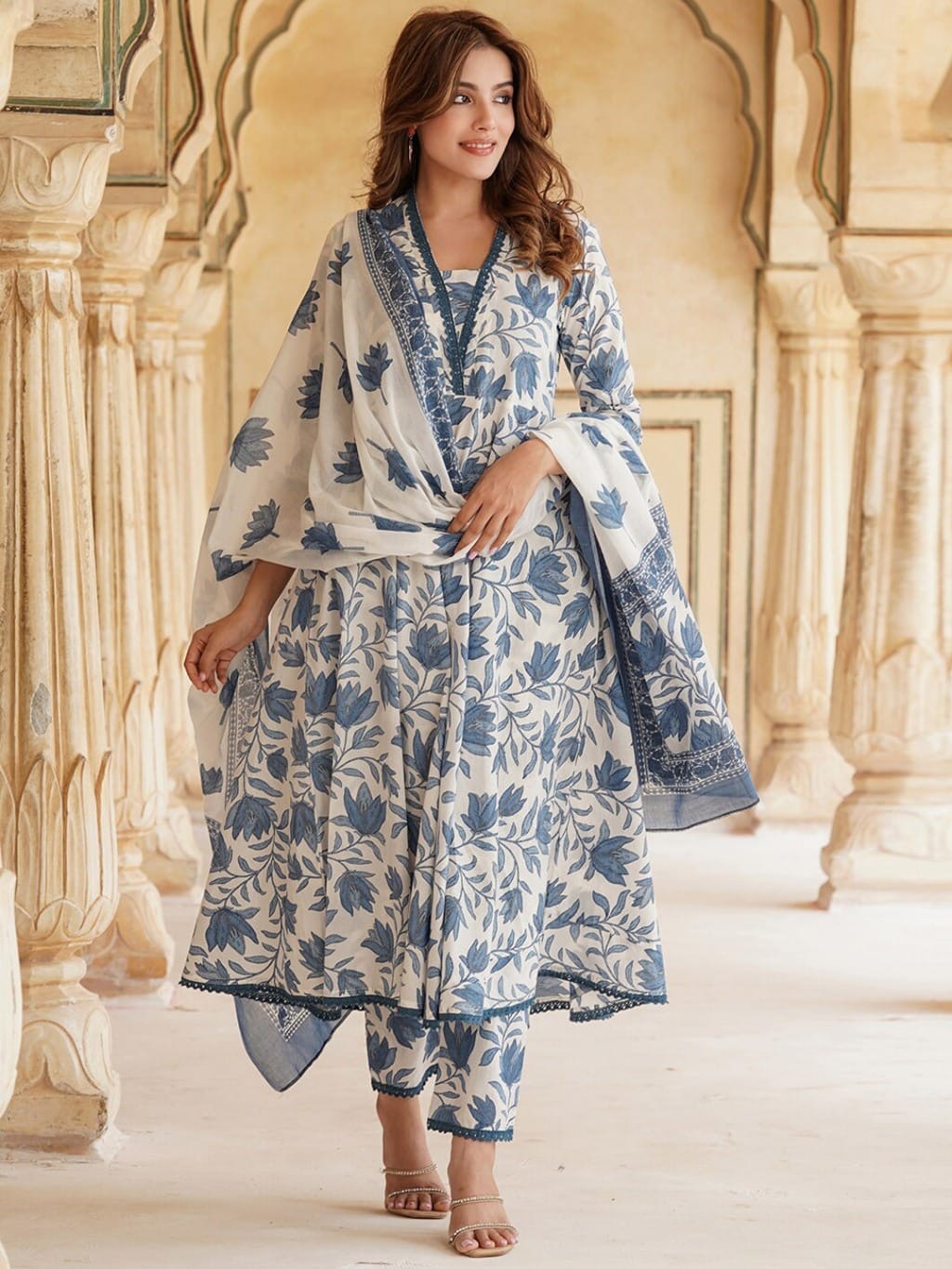 Premium Heavy Cotton Full Printer Dress With Printed Palazzo