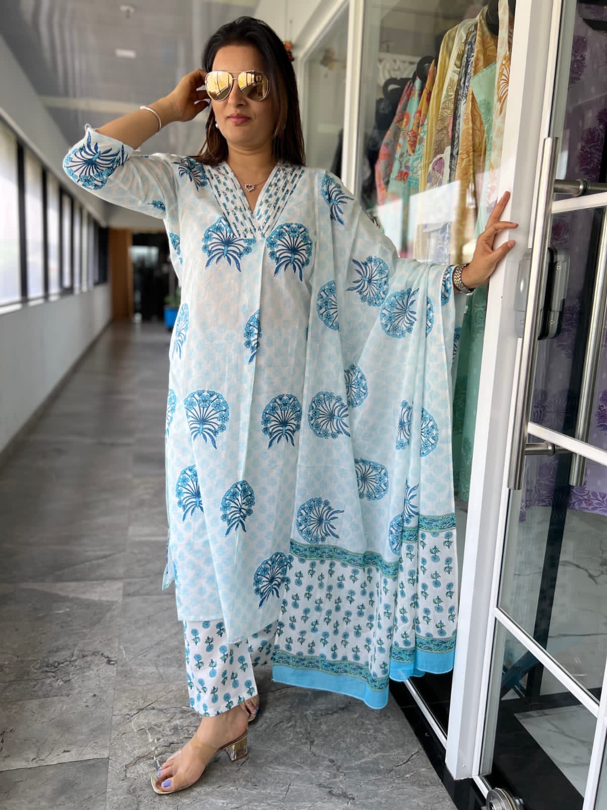 Cotton Kurti with Pant and Dupatta