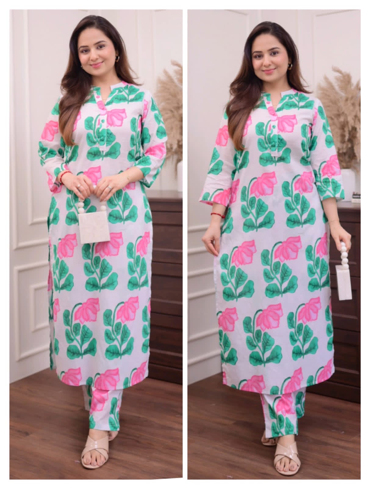 Procoin Printed Ivory Green Set