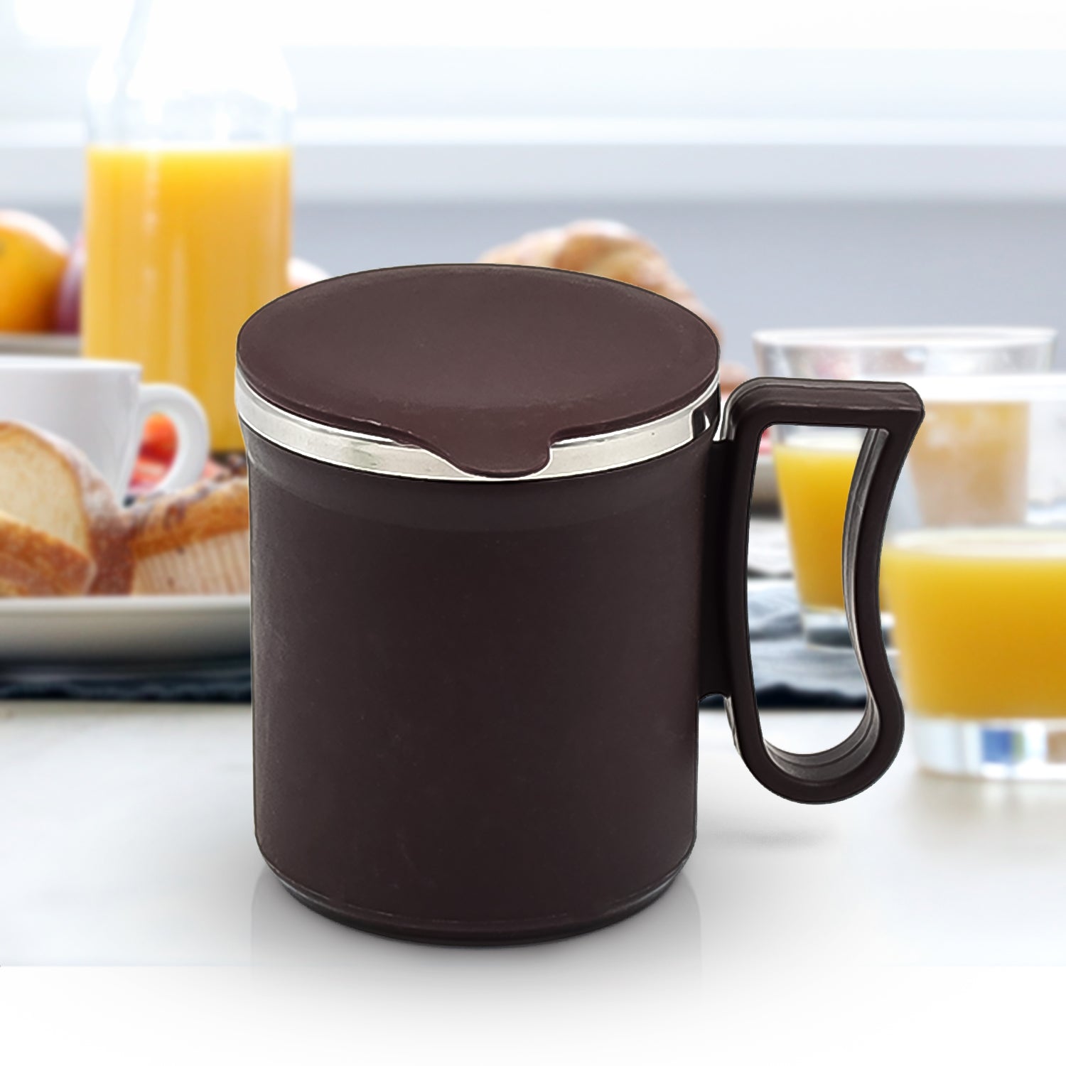 Coffee Mug With Lid And Handle-plastic Covered Stainless Steel Mug (Random Color Approx 200 Ml)