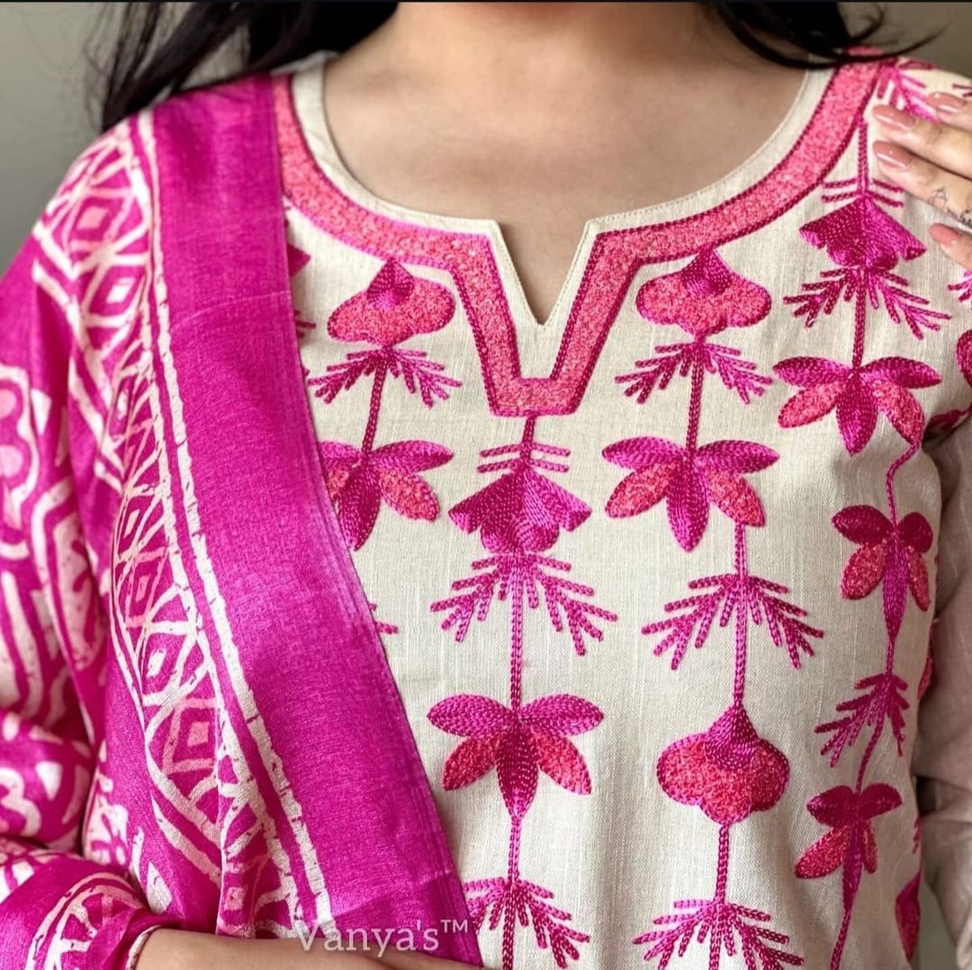 Cotton Kurta Pant & Khadi Silk Dupatta