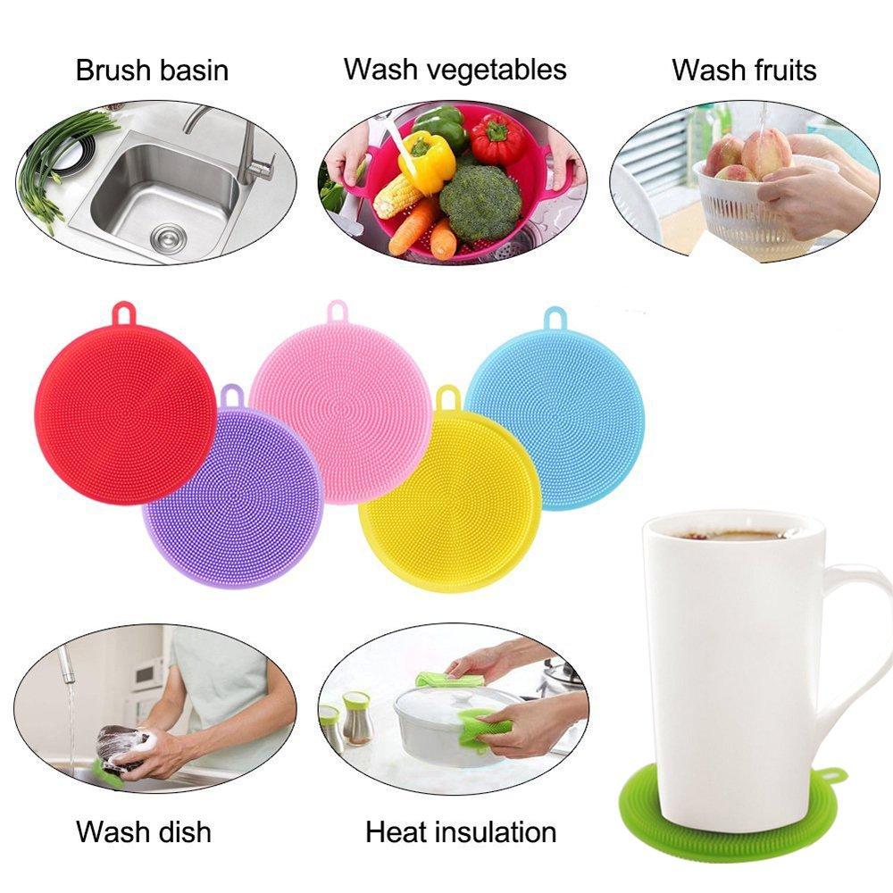 1344 Silicone Dish Scrubber Sponge Mildew Free Non Stick Heat Resistant