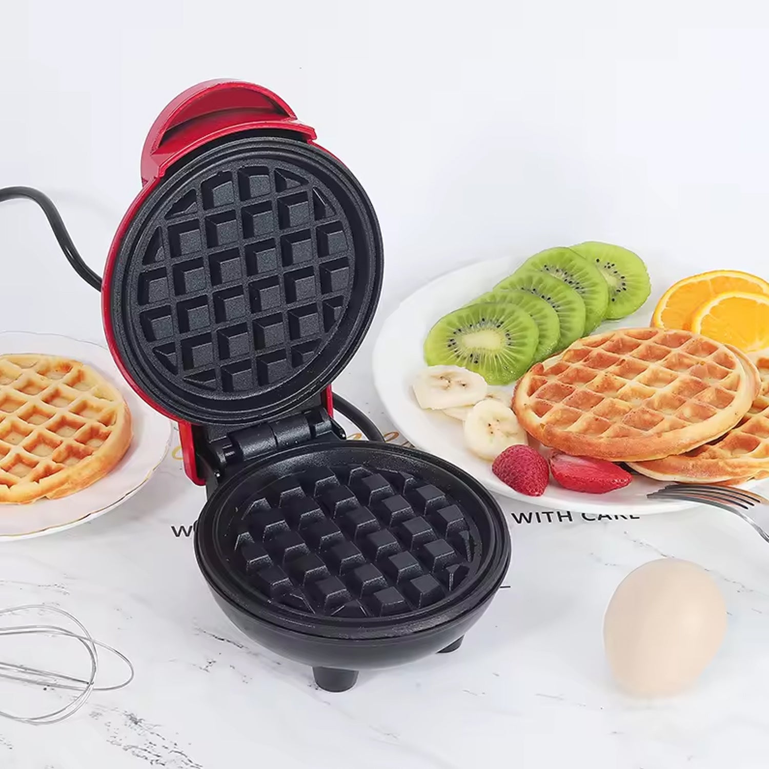 Mini Waffle Maker Machine Waffle Iron Home Appliances Kitchen Gift Easy To Clean On-stick Surfaces Perfect Breakfast Dessert Sandwich Pan Cakes Paninis Other Snacks Machine