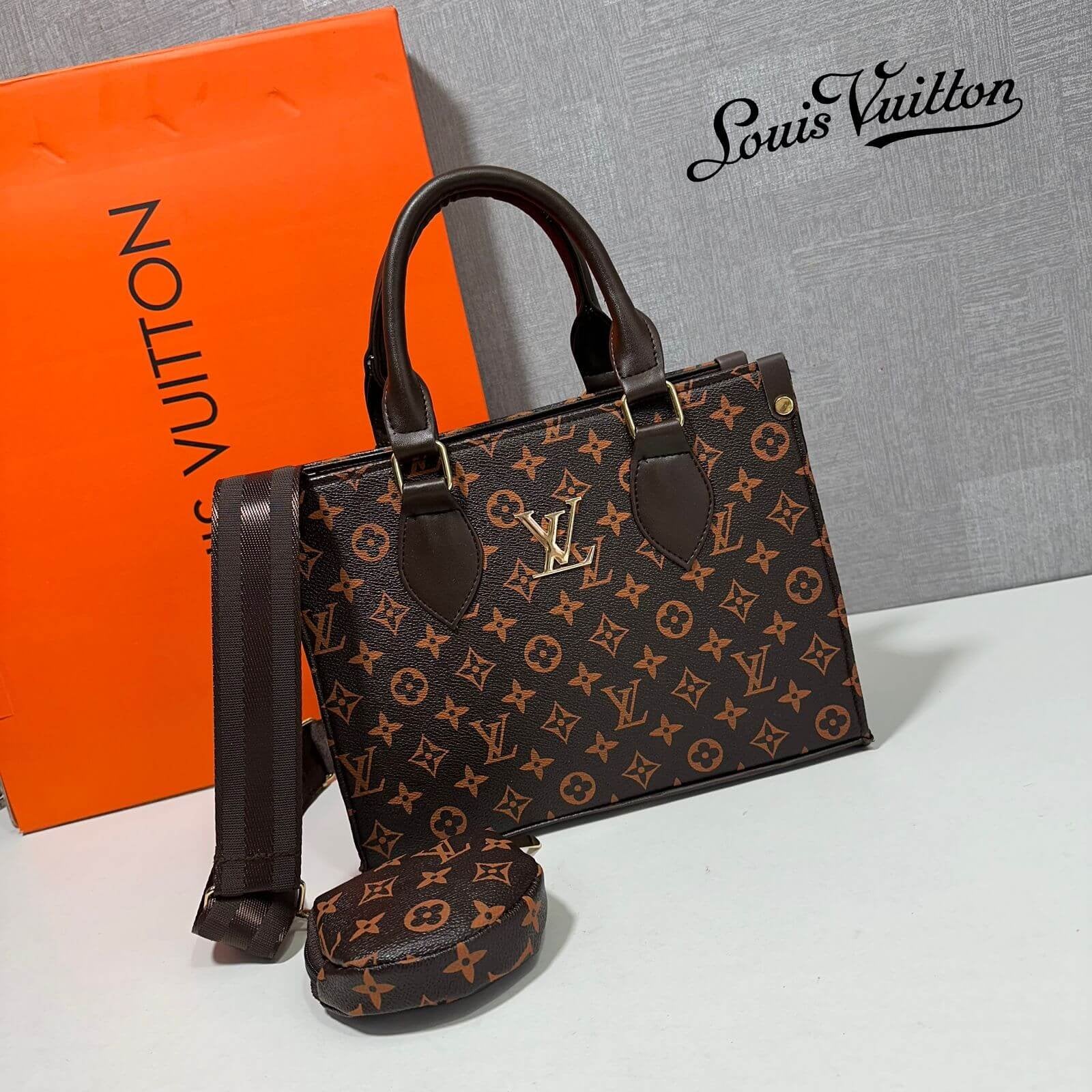 Louis Vuitton Handbag with Broad Belt - Office & Party Accessory in Black, Brown, White