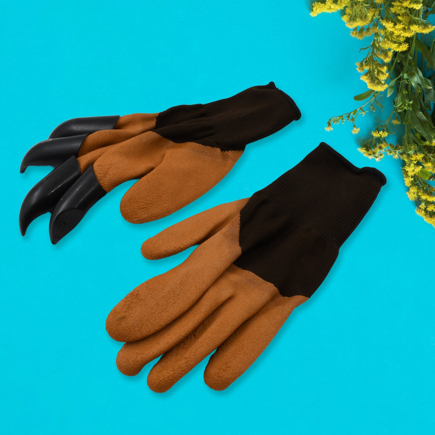 Garden Farming Gloves With Hand Fingertips Plastic Claws (1 Pair)