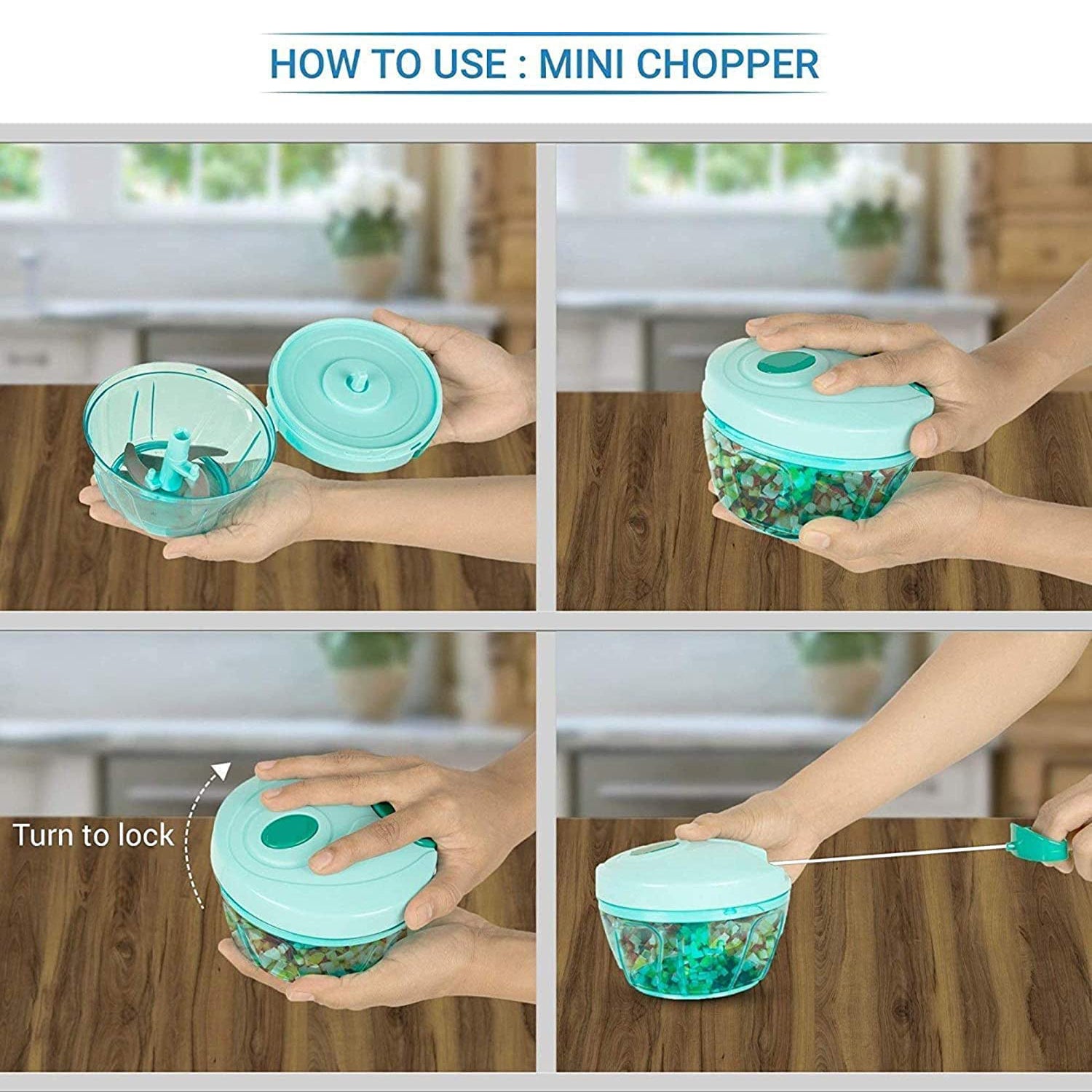 2549 Manual Food Chopper Compact Powerful Hand Held Vegetable Chopper Blender