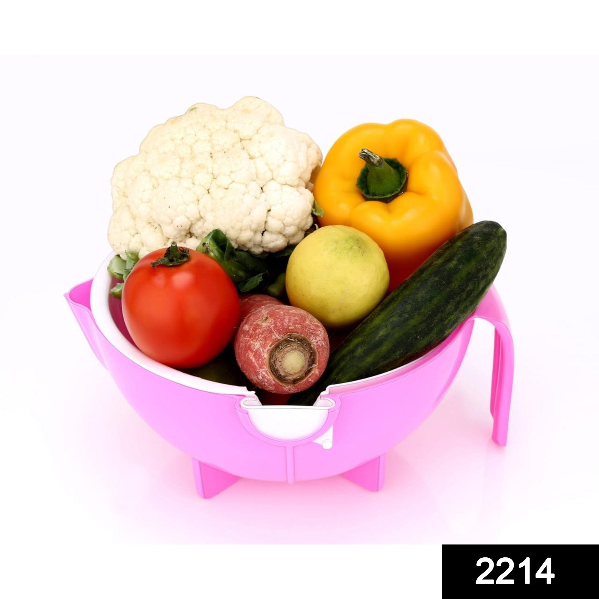 2214 Multifunctional Vegetable Fruits Cutter Shredder With Rotating Drain Basket