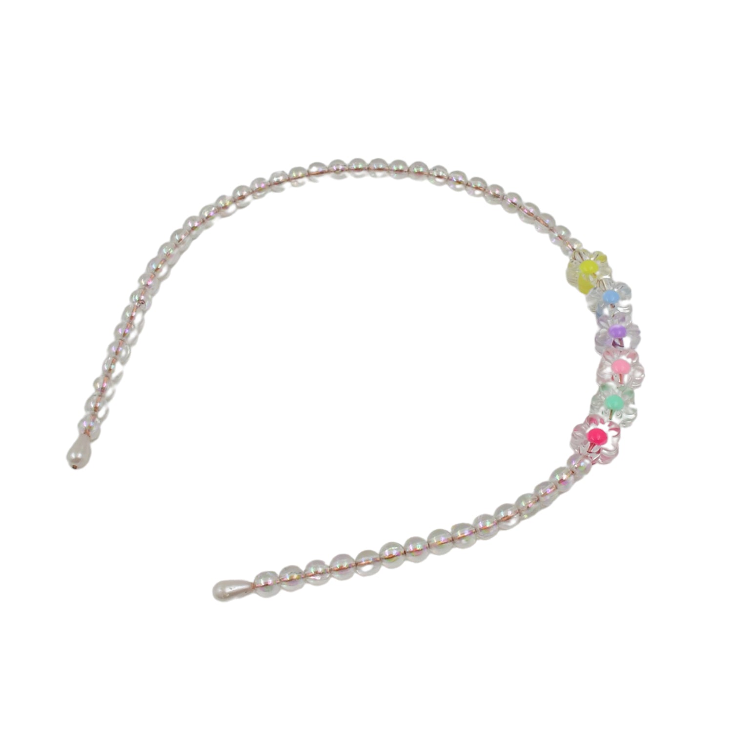 Hair Accessories Metal Handmade Colorful Beads With Pearls Fancy Party Hairband (1 Pc Mix Design)