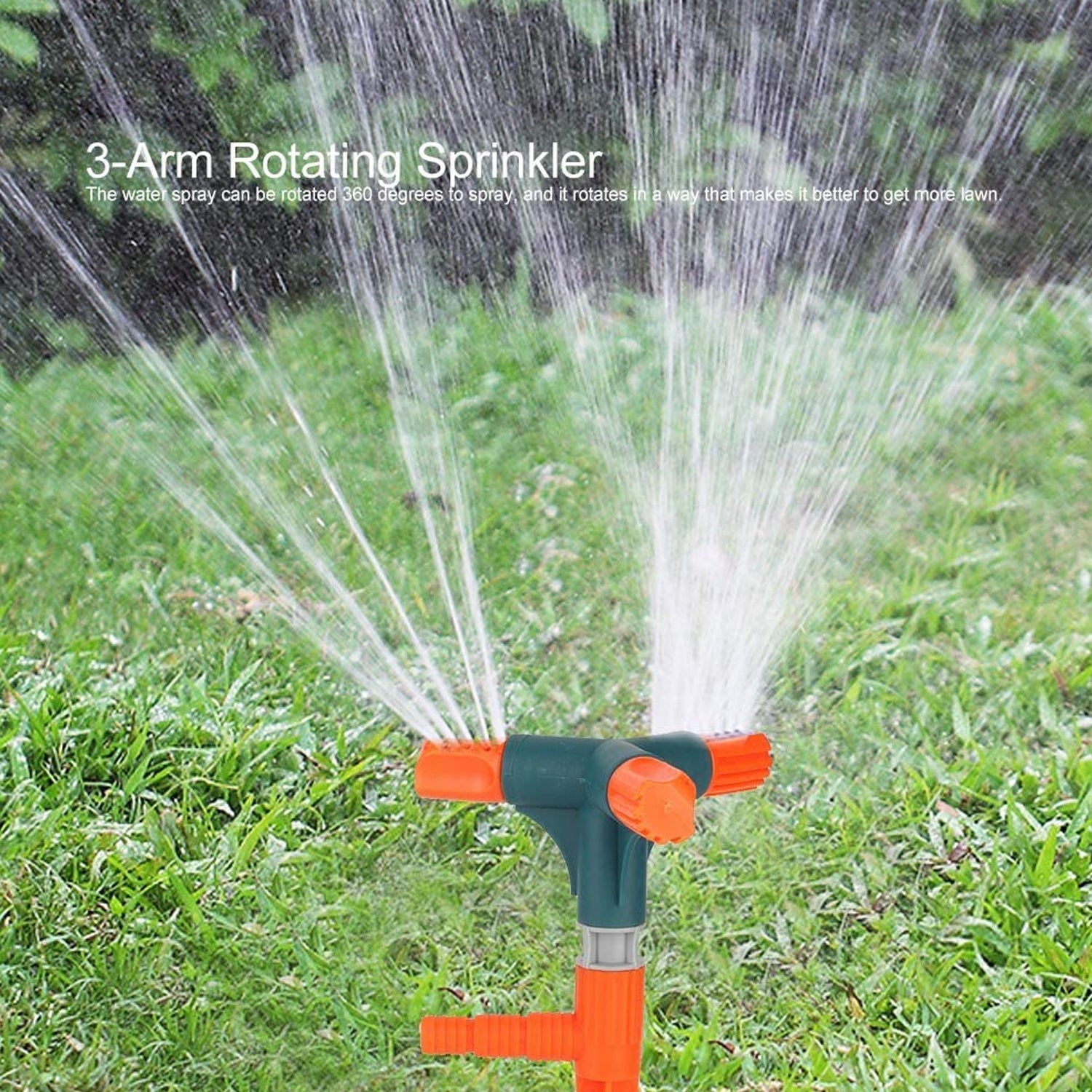 7491 Garden Sprinkler 360 Rotating Adjustable Round 3 Arm Lawn Water Sprinkler For Watering Garden Plantspipe Hose Irrigation Yard Water Sprayer