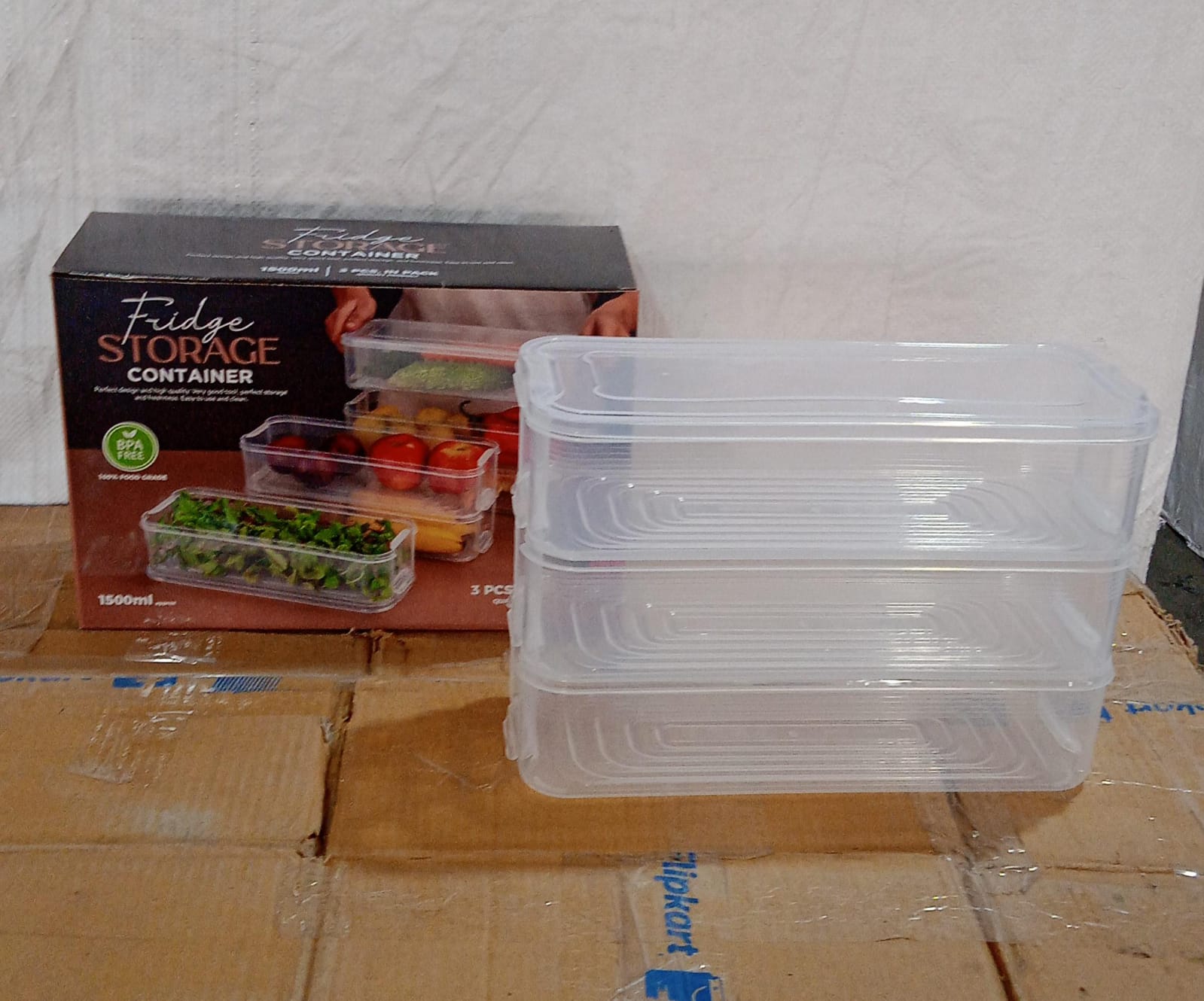 5595 3 Fridge Storage Container Fridge Organizer With Lid Stackable Fridge Storage Containers Plastic Freezer Storage Containers For Fish Meat Vegetables Fruits Pack Of 3pcs 1500ml Approx