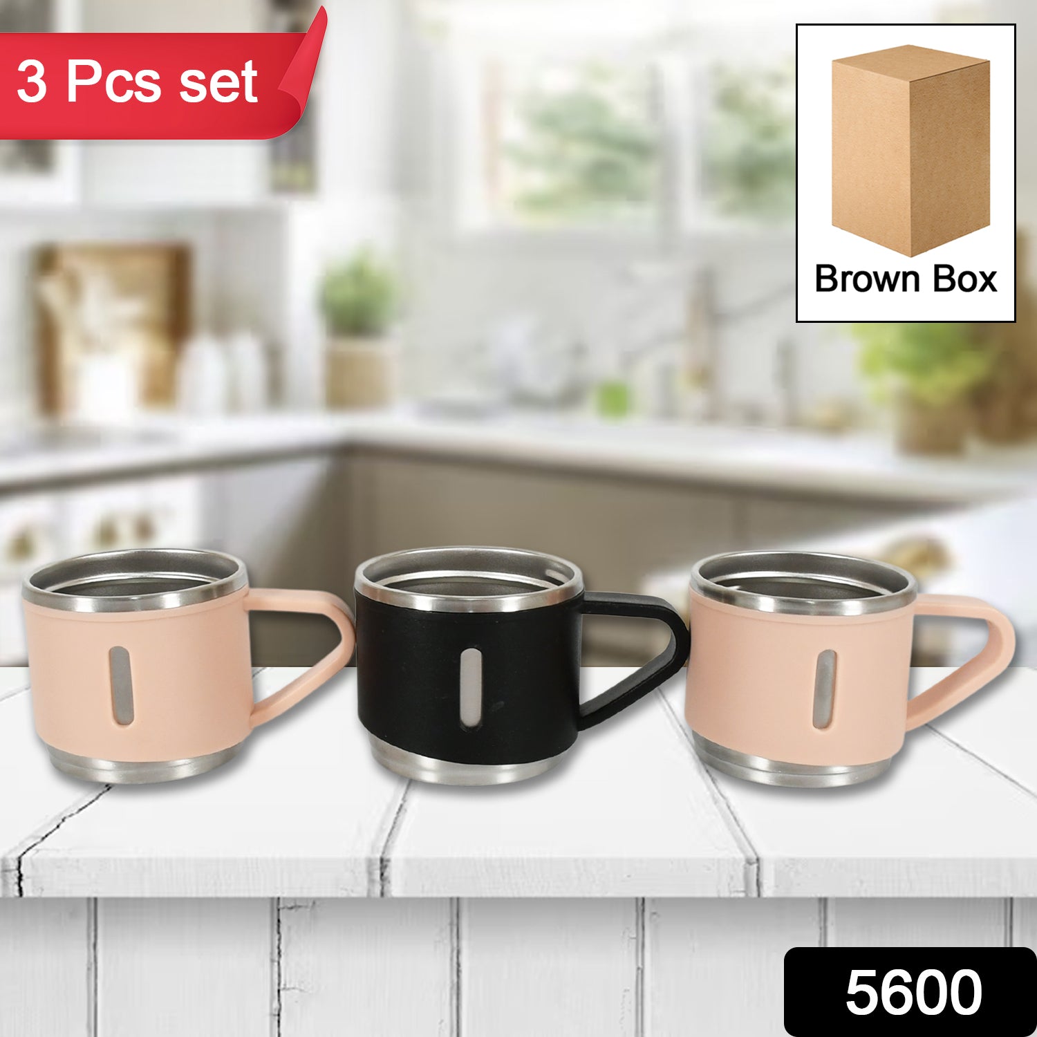 Stainless Steel Vacuum Coffee  Tea Cup Tea Mug Hot Insulated Double Wall Stainless Steel Coffee And Milk Cup With Handle Easy To Carry Coffee Cup (3 Pc)