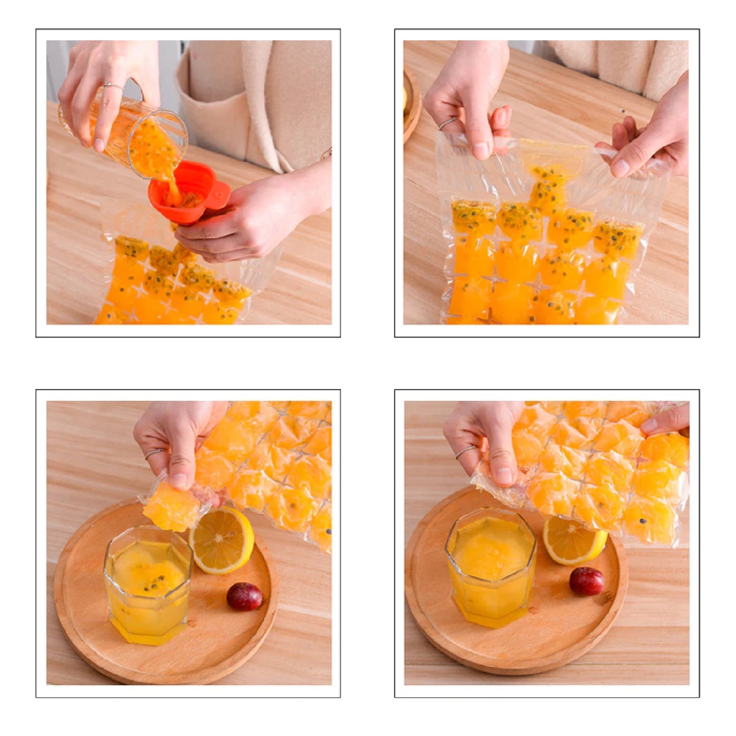 2905 Disposable Ice Cube Bags Stackable Easy Release Ice Cube Mold Trays Self-seal Freezing Makercold Ice Pack Cooler Bag For Cocktail Food Wine