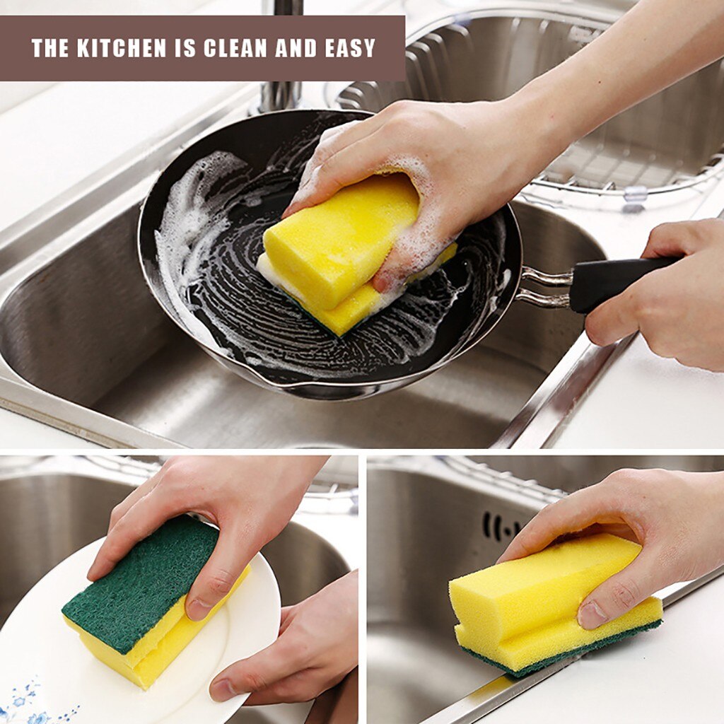 1429 Scrub Sponge 2 In 1 Pad For Kitchen Sink Bathroom Cleaning Scrubber