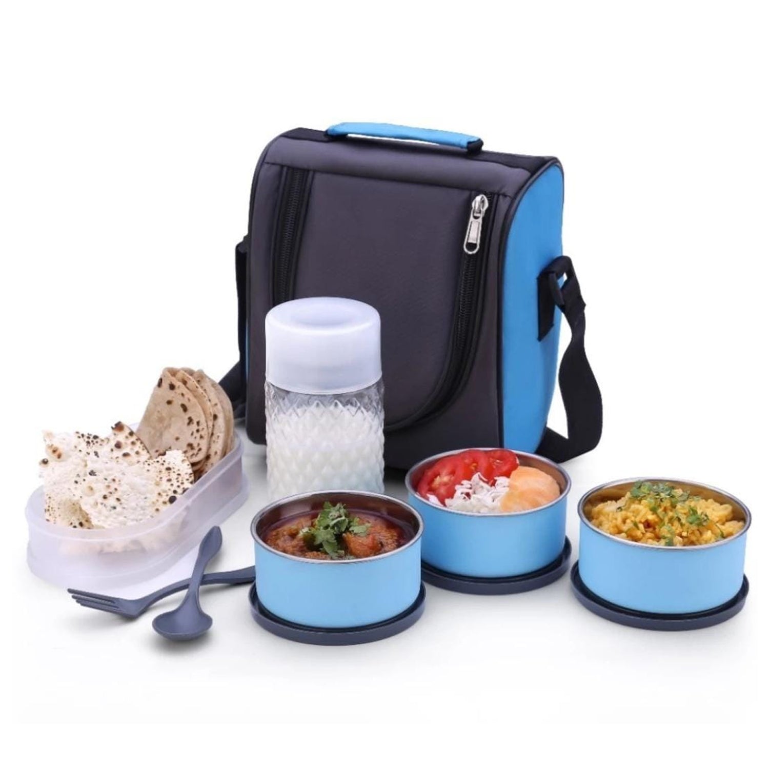 5106 All In One Lunch Box With Fabric Bag For Office School Use