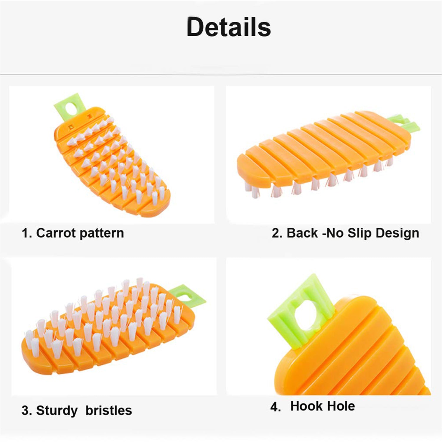 2909 Vegetable Scrubbing Brush Vegetable Scrubber Nontoxic Fruit Brush Carrot Shape Vegetable Brush For Potato For Vegetable