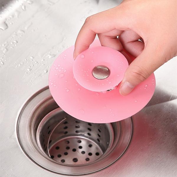 1163 Creative 2-in-1 Silicone Sewer Sink Sealer Cover Drainer (Multicolour)