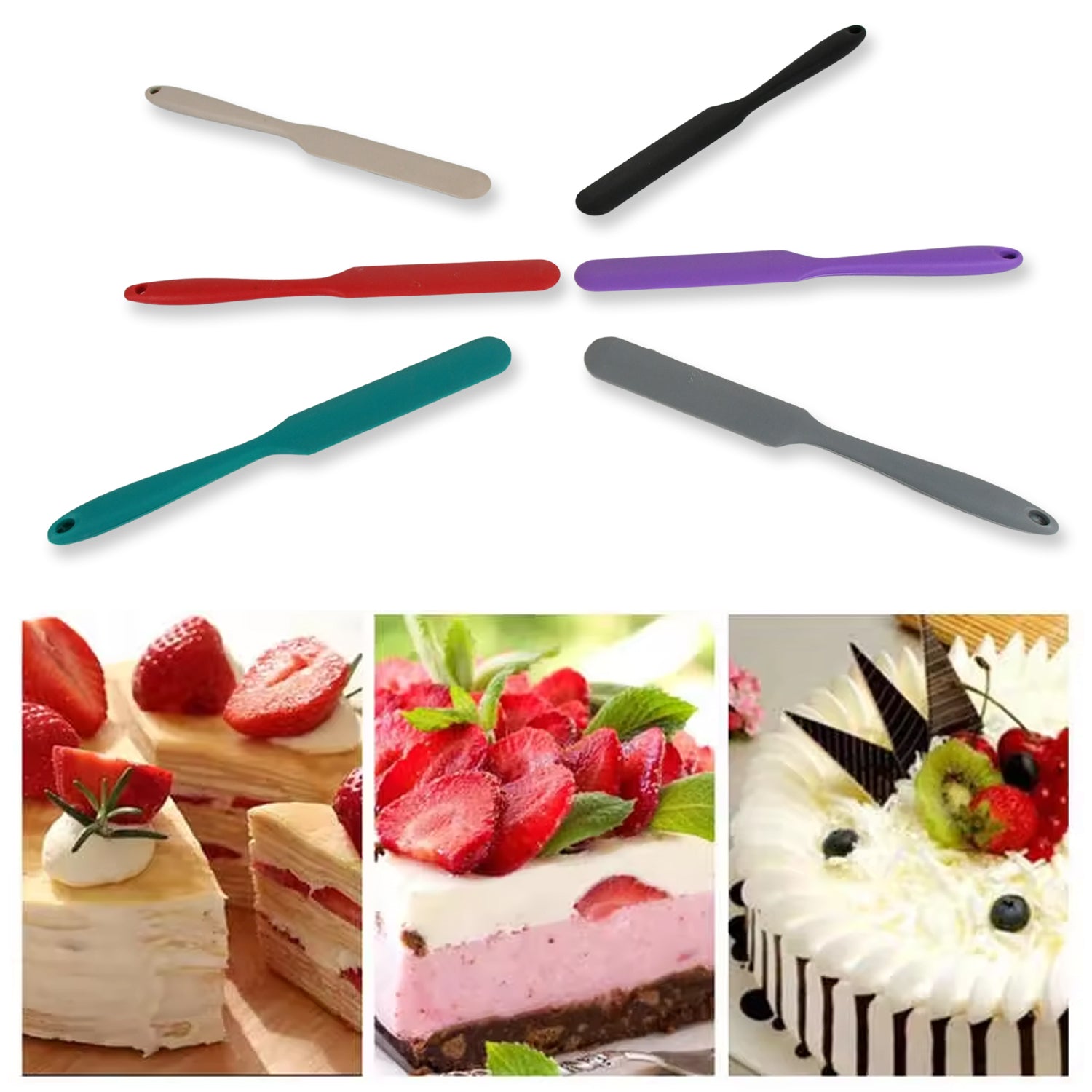 5618 Dough Scraper Silicone Cake Spatula Non-stick Butter Scraper Cake Mixer Ice Cream Scraper Kitchen Pastry Baking Supplies Spatula Silicone (6 Pcs Set  25 Cm)