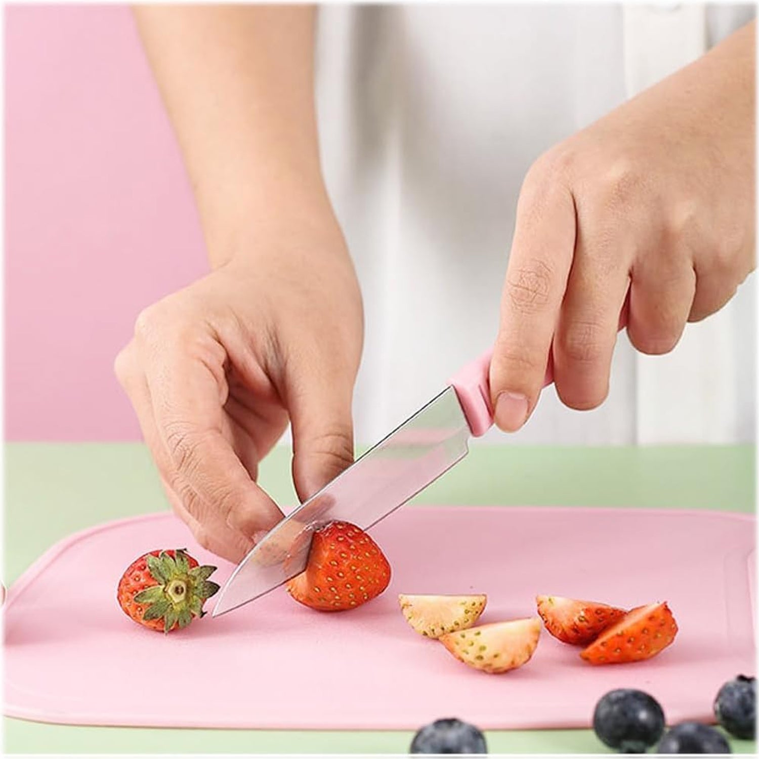 5490 Mini Travel Cutting Board Set 4 Pcs Portable Mini Camping Plastic Cutting Board Knife Fruits Vegetable Peeler Scissors Kitchen Knives Set For Travel Picnic Camping Outdoor Park (4 Pc Set)