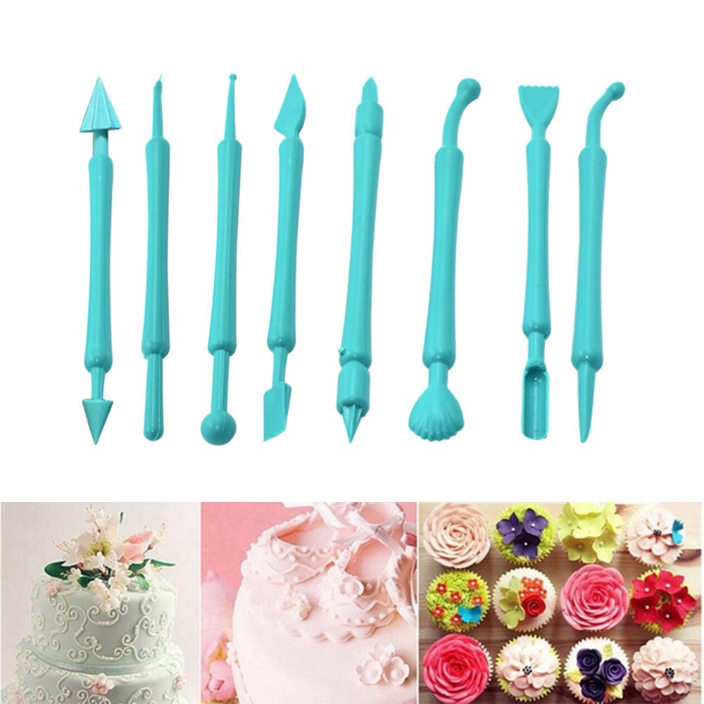 2473 Fondant Cake Decor Flower Sugar Craft Modelling Tools Clay Mould (8pc-set)