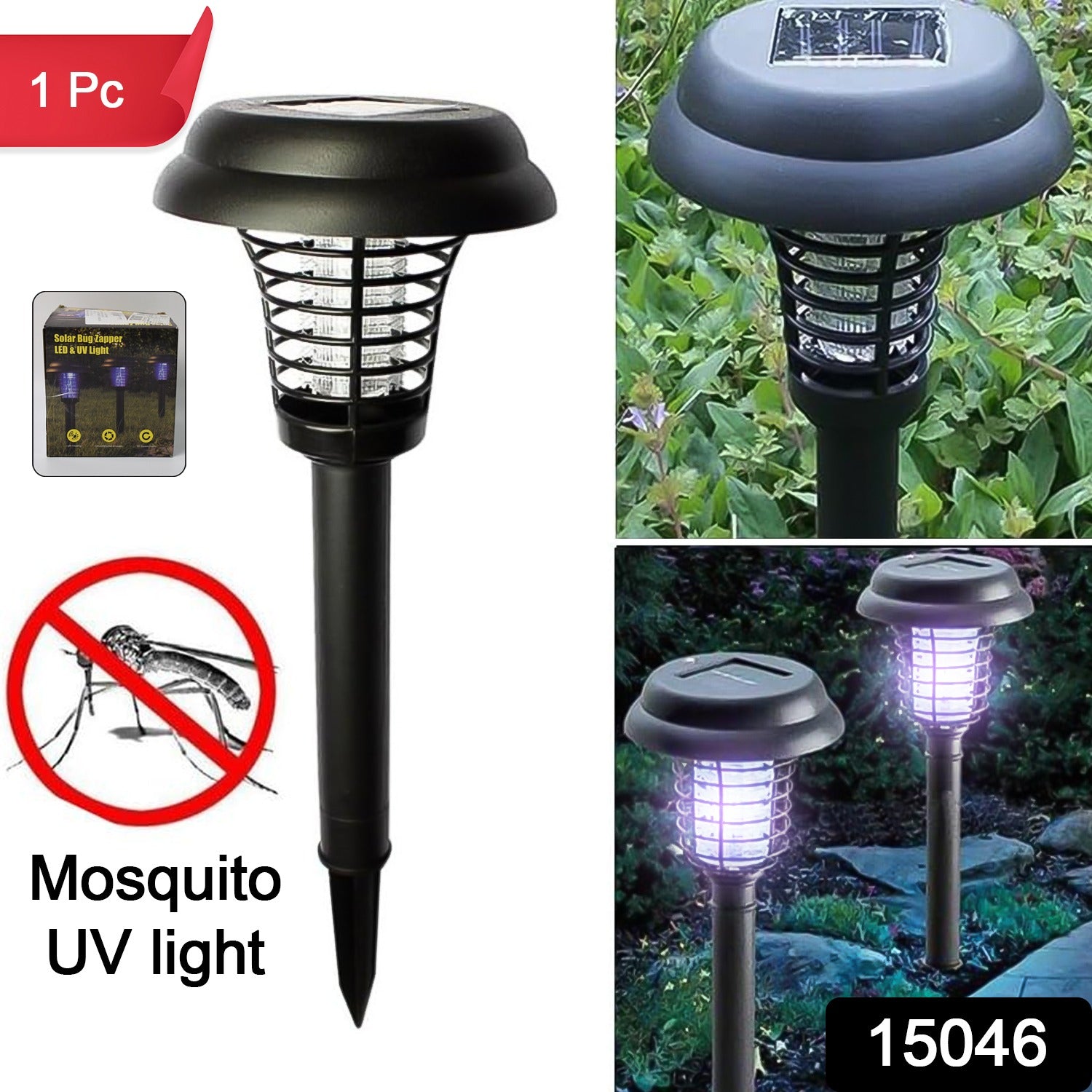 Garden Lighting Uv Led Solar Powered Led Mosquito Trap  Bug Zapper  (1 Pc)