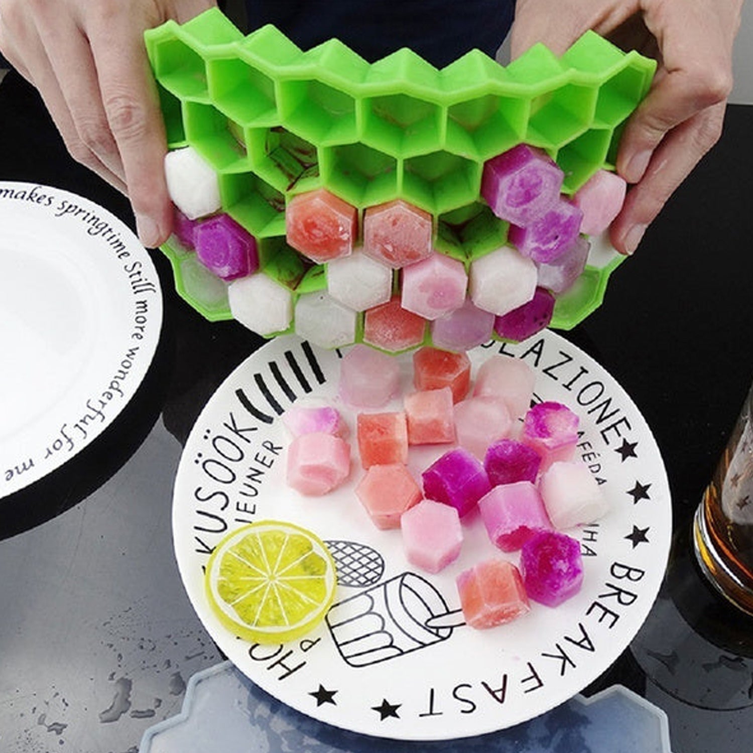 0998  Silicone Ice Cube Trays 32 Cavity Per Ice Tray Multi Color