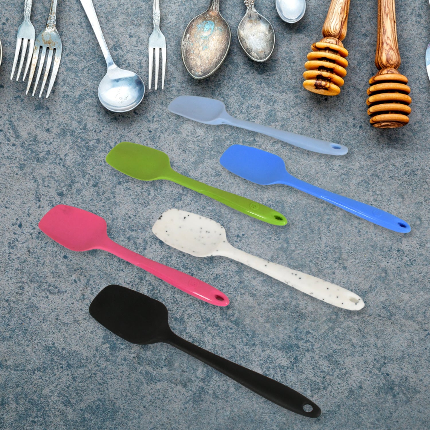 Multipurpose Silicone Spoon Silicone Basting Spoon Non-stick Kitchen Utensils Household Gadgets Heat-resistant Non Stick Spoons Kitchen Cookware Items For Cooking And Baking (6 Pcs Set)