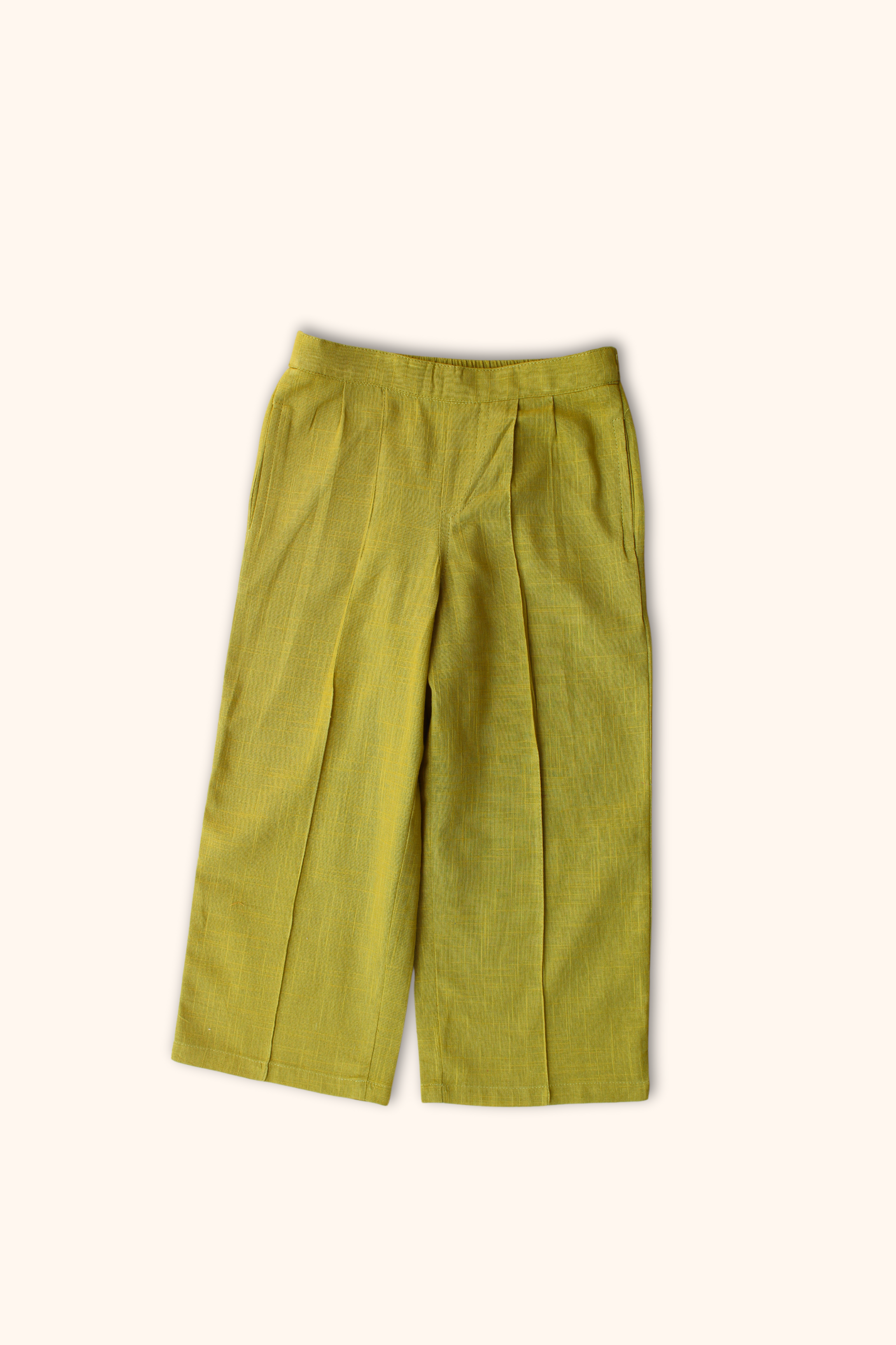 Girls 100% cotton pleated pants Green