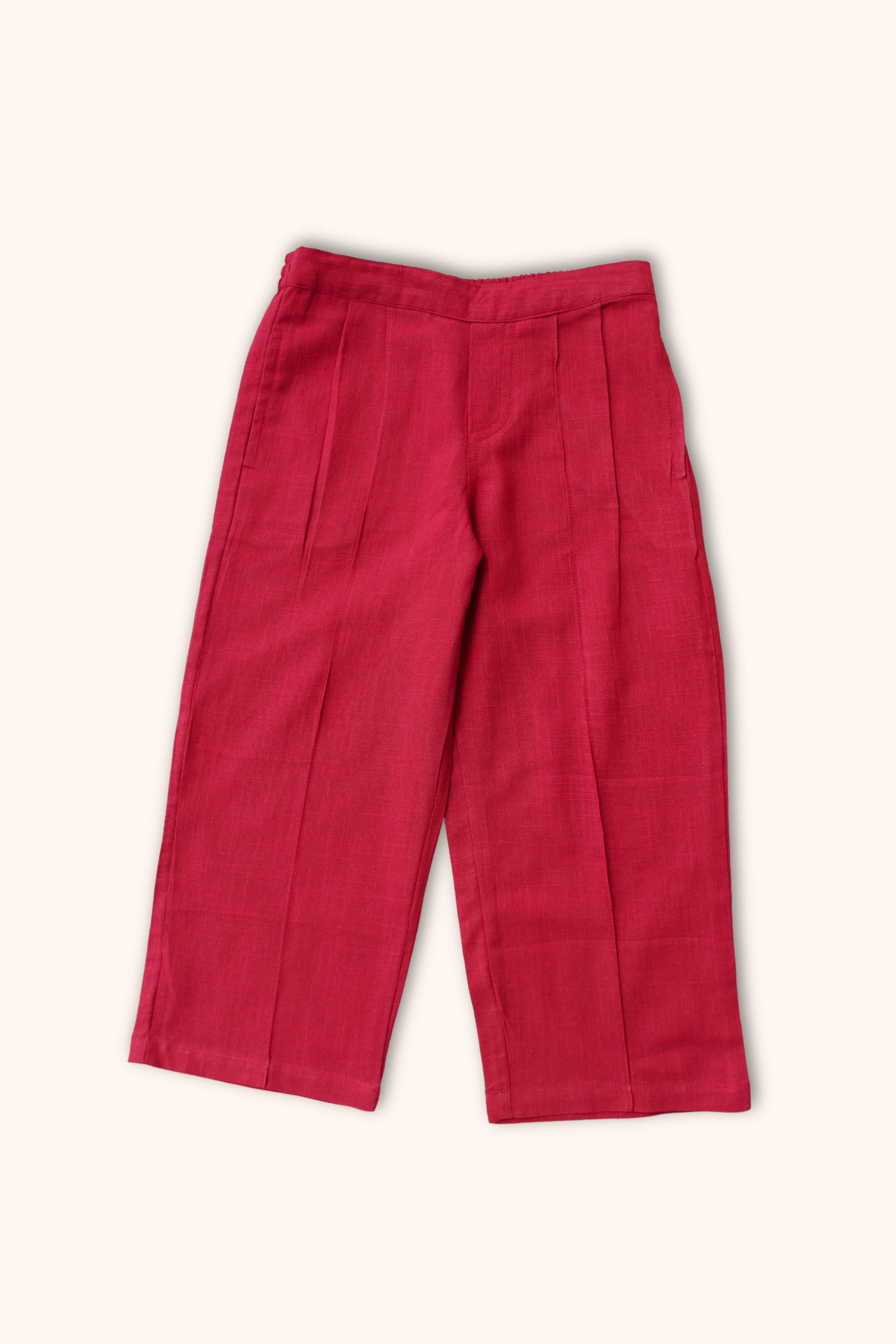 Girls 100% cotton pleated pants Maroon