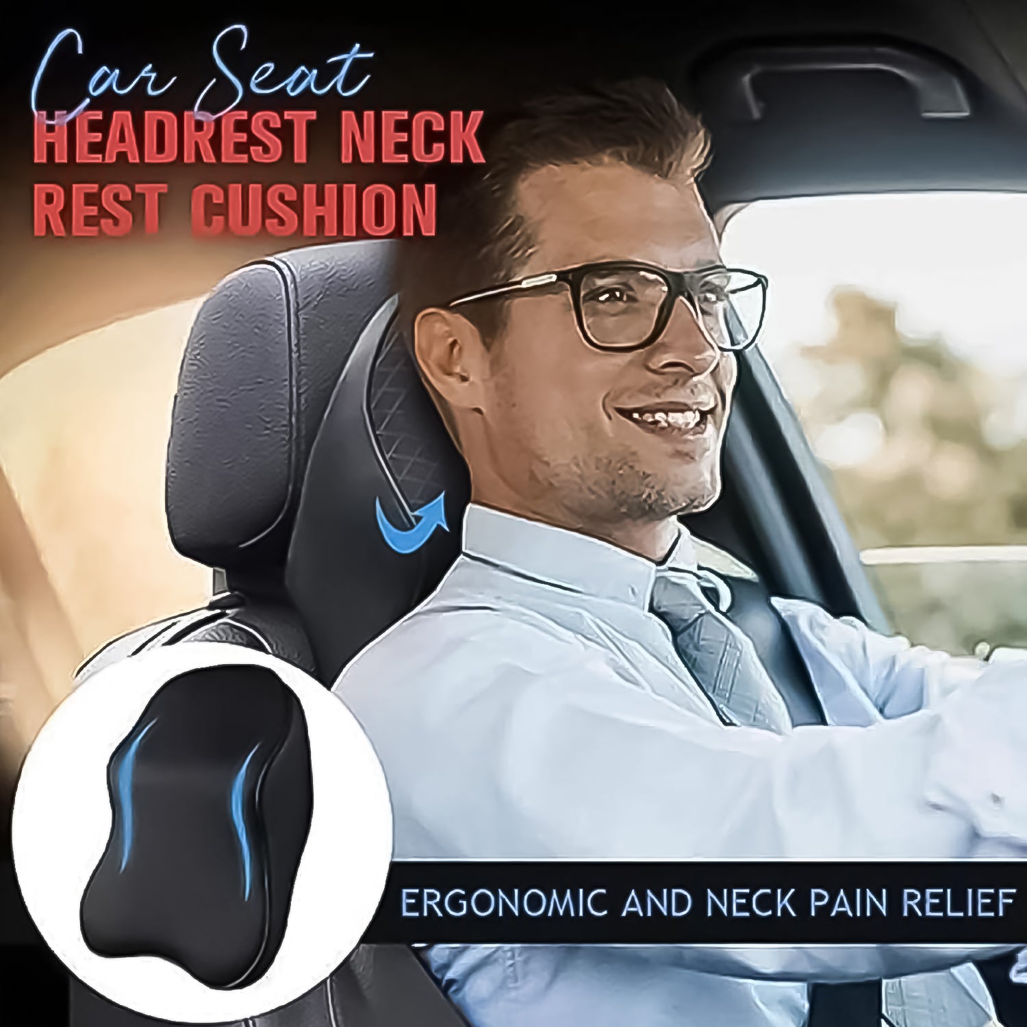 8595 Car Neck Pillow Car Neck Headrest Pillow Memory Foam Car Accessories Cushion Car Seat Head Support Neck Protector Car Seat Neck Pillowfor Driving (1 Pc)