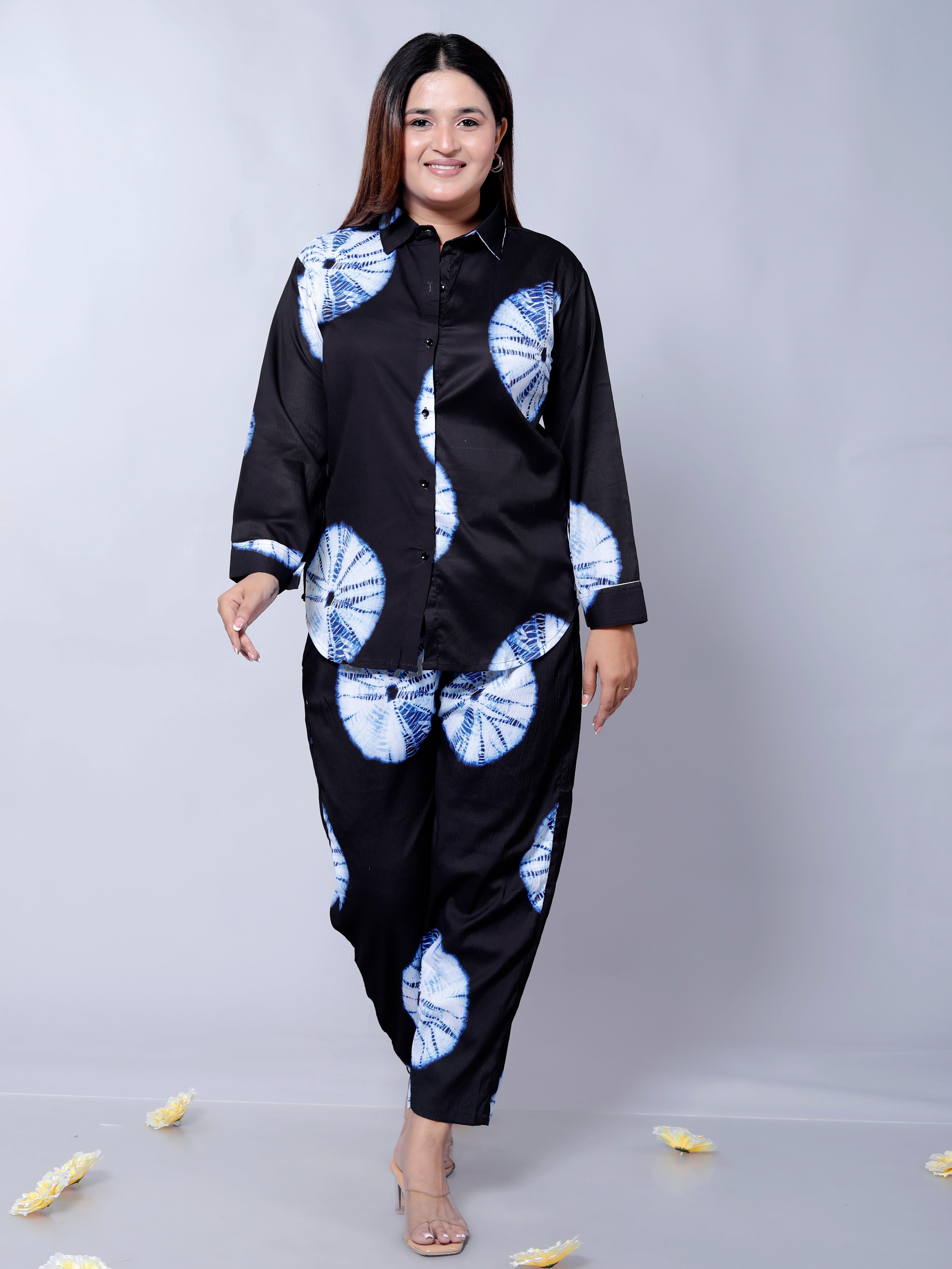 Trendy Blue Shibori Print Stylish Co-ord Set