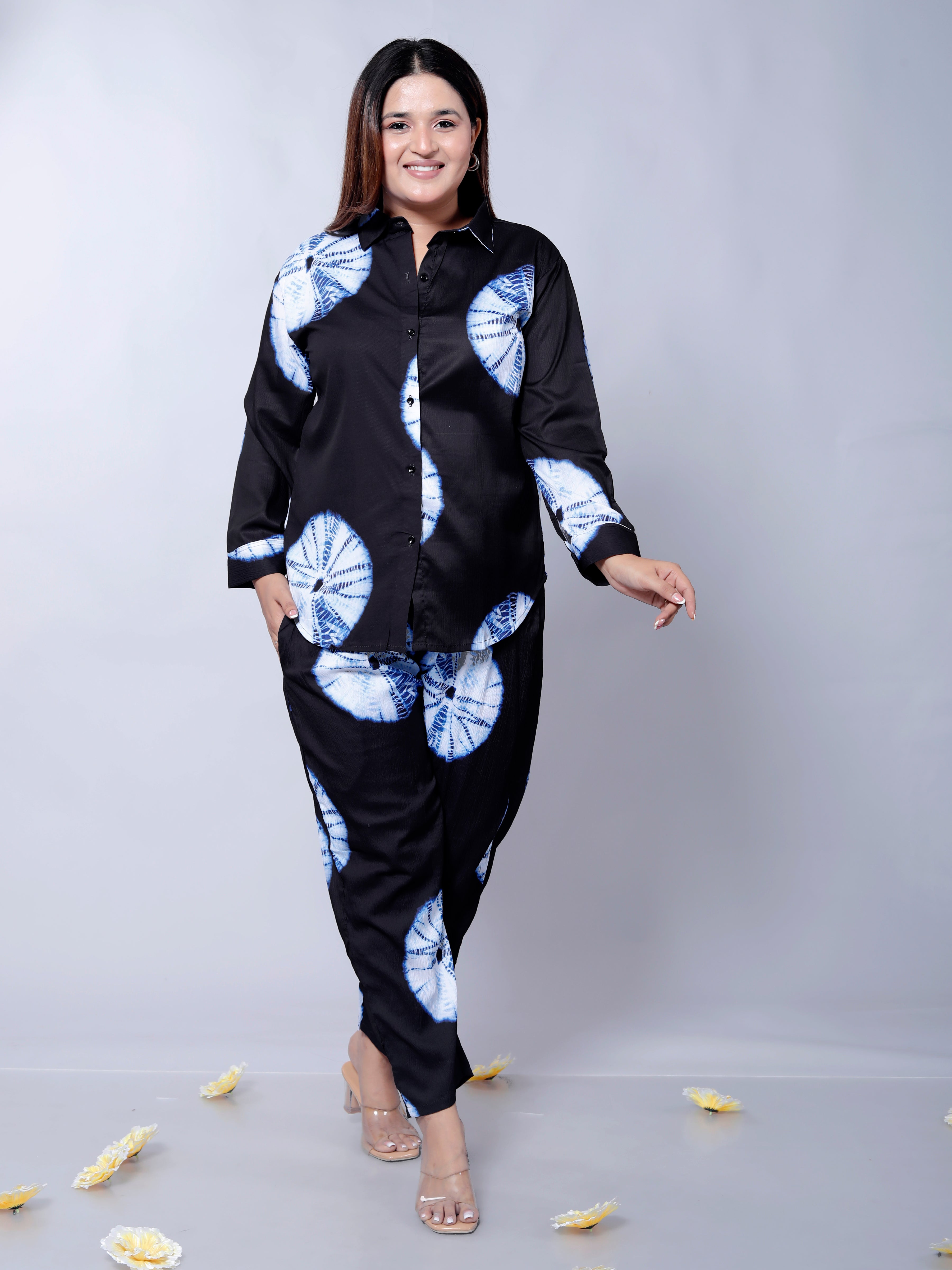 Trendy Blue Shibori Print Stylish Co-ord Set