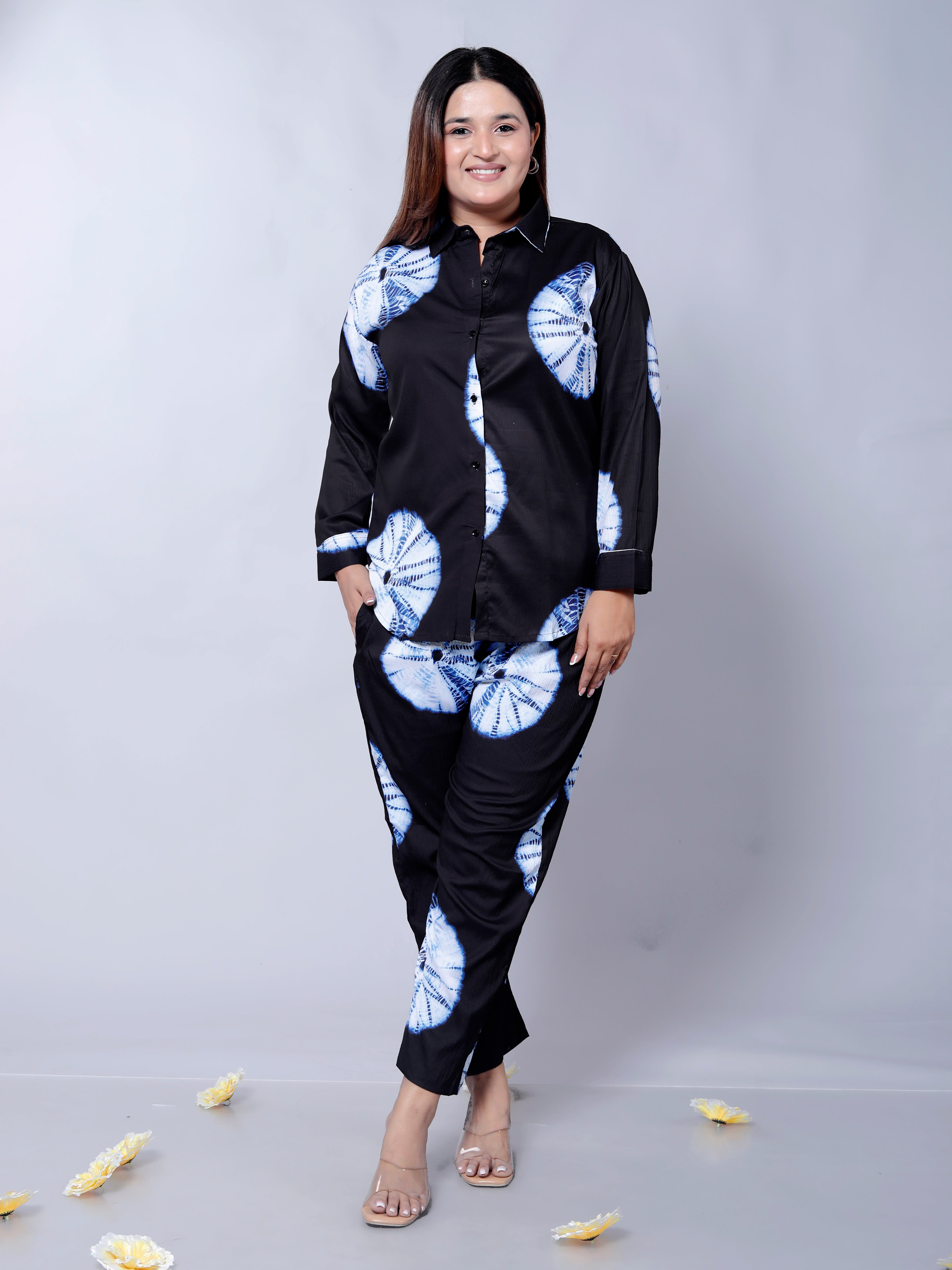 Trendy Blue Shibori Print Stylish Co-ord Set