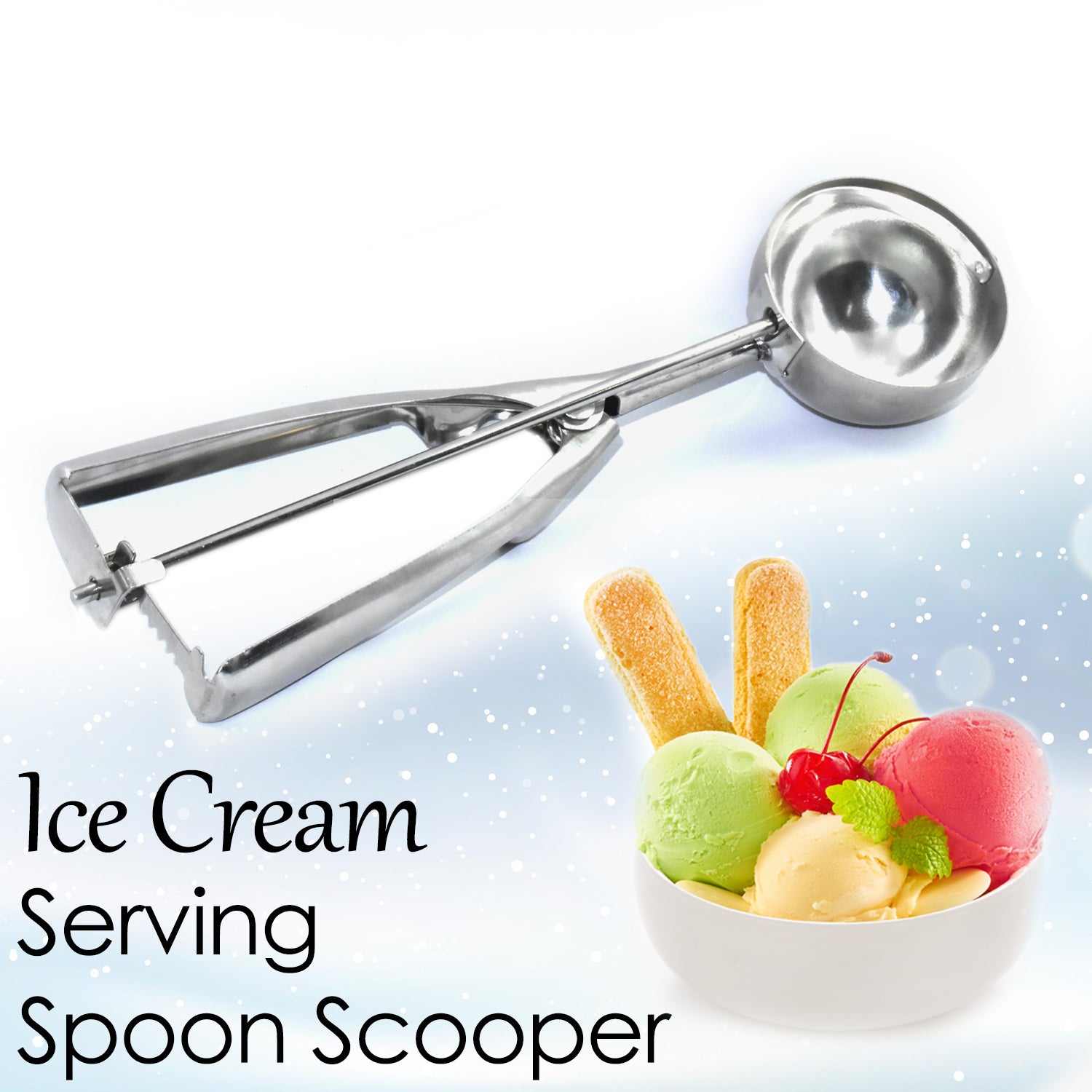 2418 Ice Cream Serving Scoop Stainless Steel Premium Quality Ice Cream Serving Spoon Scooper With Trigger Release