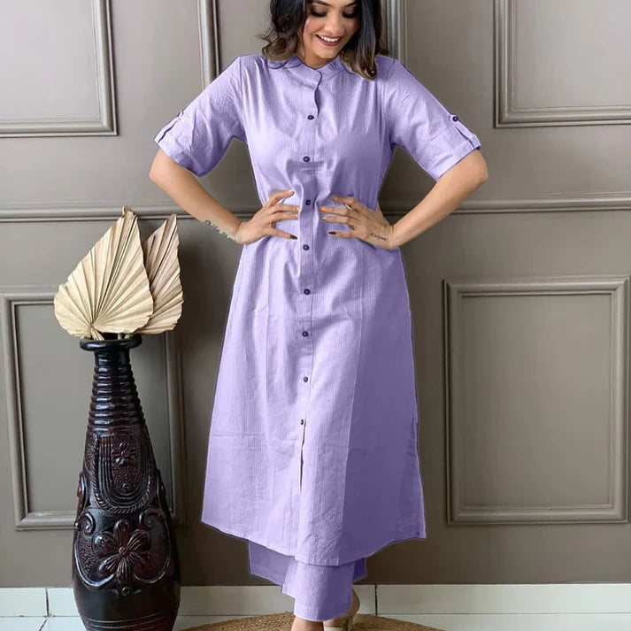 Katha Cotton Kurta Palazzo Set - Festive & Party Wear lavender