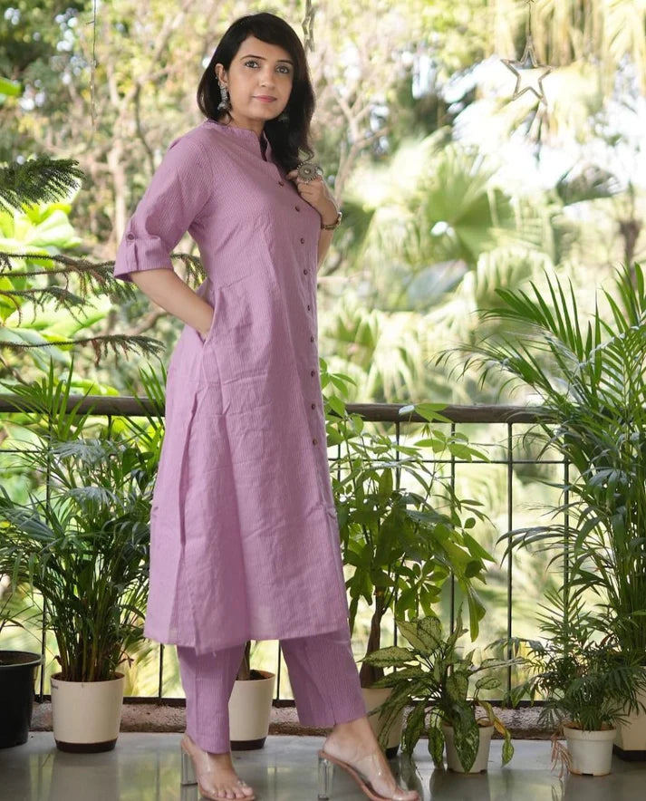 Katha Cotton Kurta Palazzo Set - Festive & Party Wear Pink